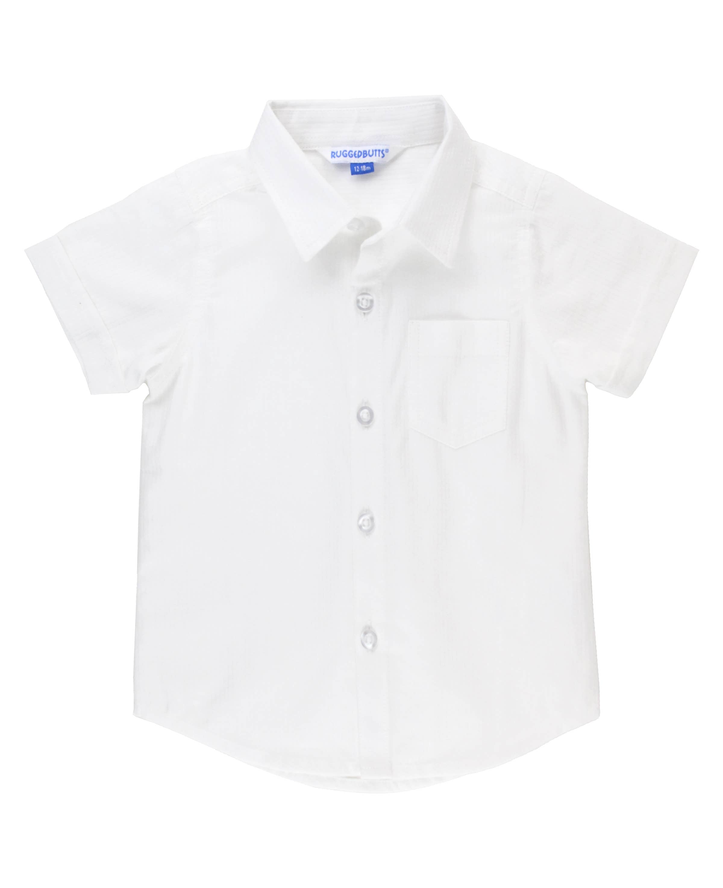 Boys White Dobby Short Sleeve Button Down Shirt