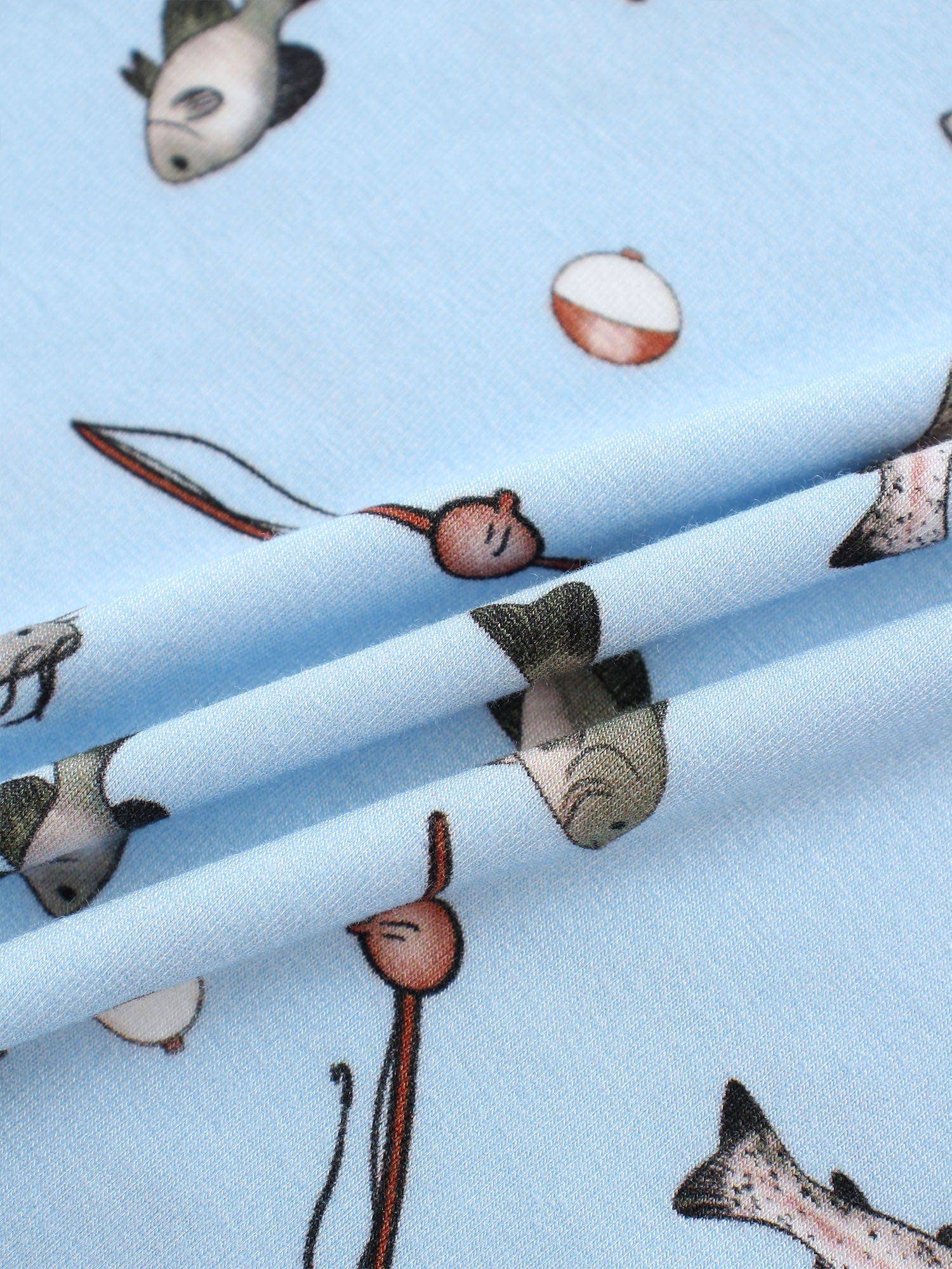 PoshTOT Blue Fish Print 2 Piece Short Sleeves PJ Set