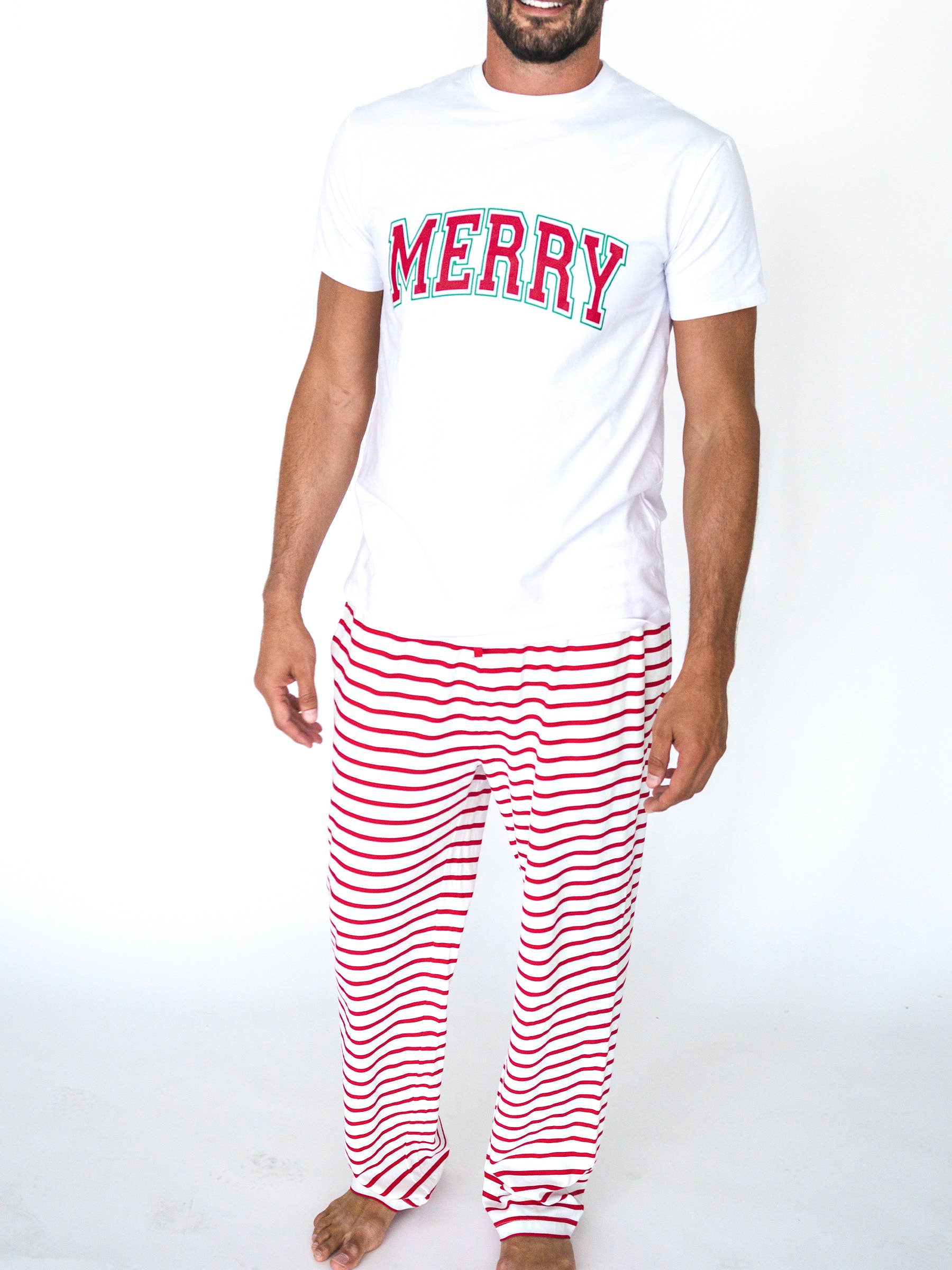 SoftSnooze™ Adult Cotton Modal Red & White Stripe Pajama Pants