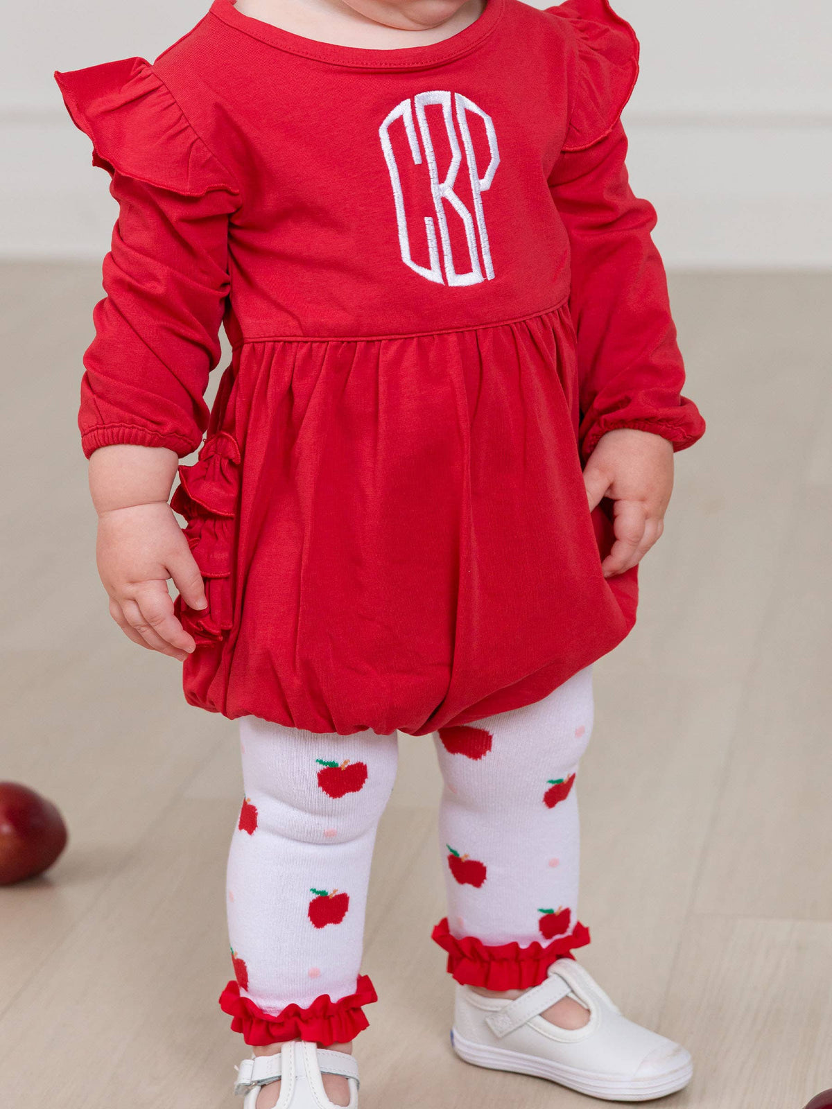 Girls Apple Orchard Patterned Footless Ruffle Tights