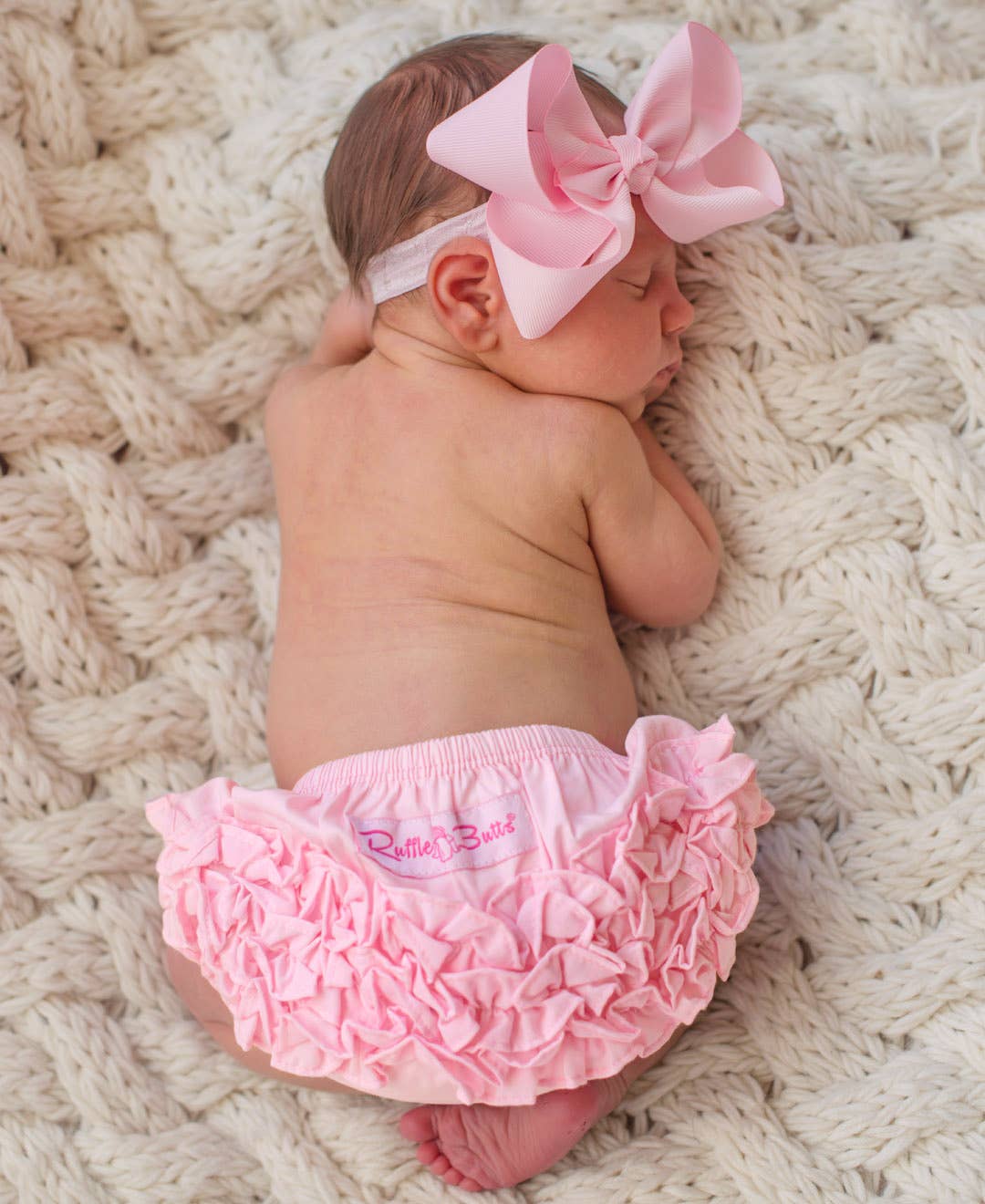 Baby Girls Baby Pink Woven RuffleButt Bloomer