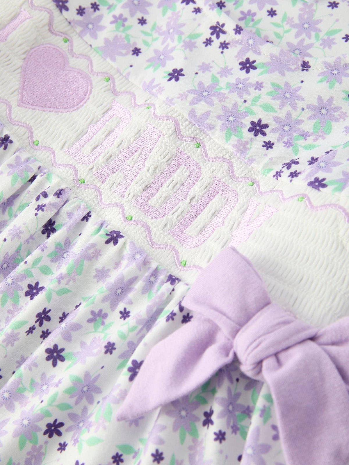 “I ❤ DADDY” Smocked Bow Ruffle Dress