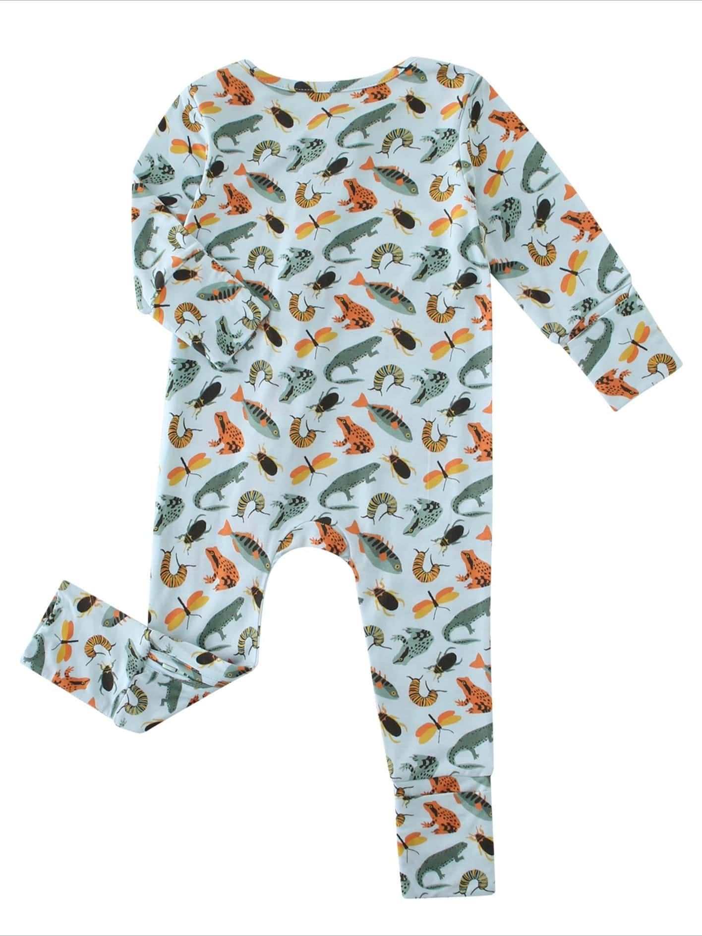 PoshTOT Lizards & Bugs Bamboo Baby Convertible Zippy Romper