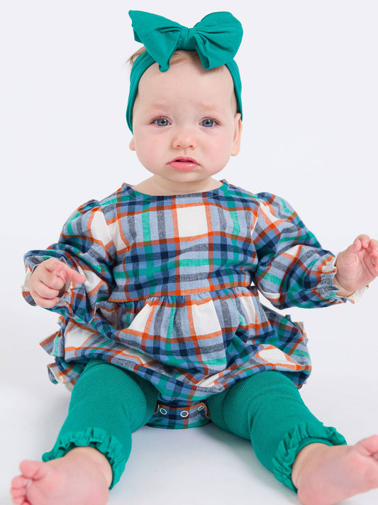 Baby Girls Peyton Plaid Woven Long Sleeve Bubble Romper