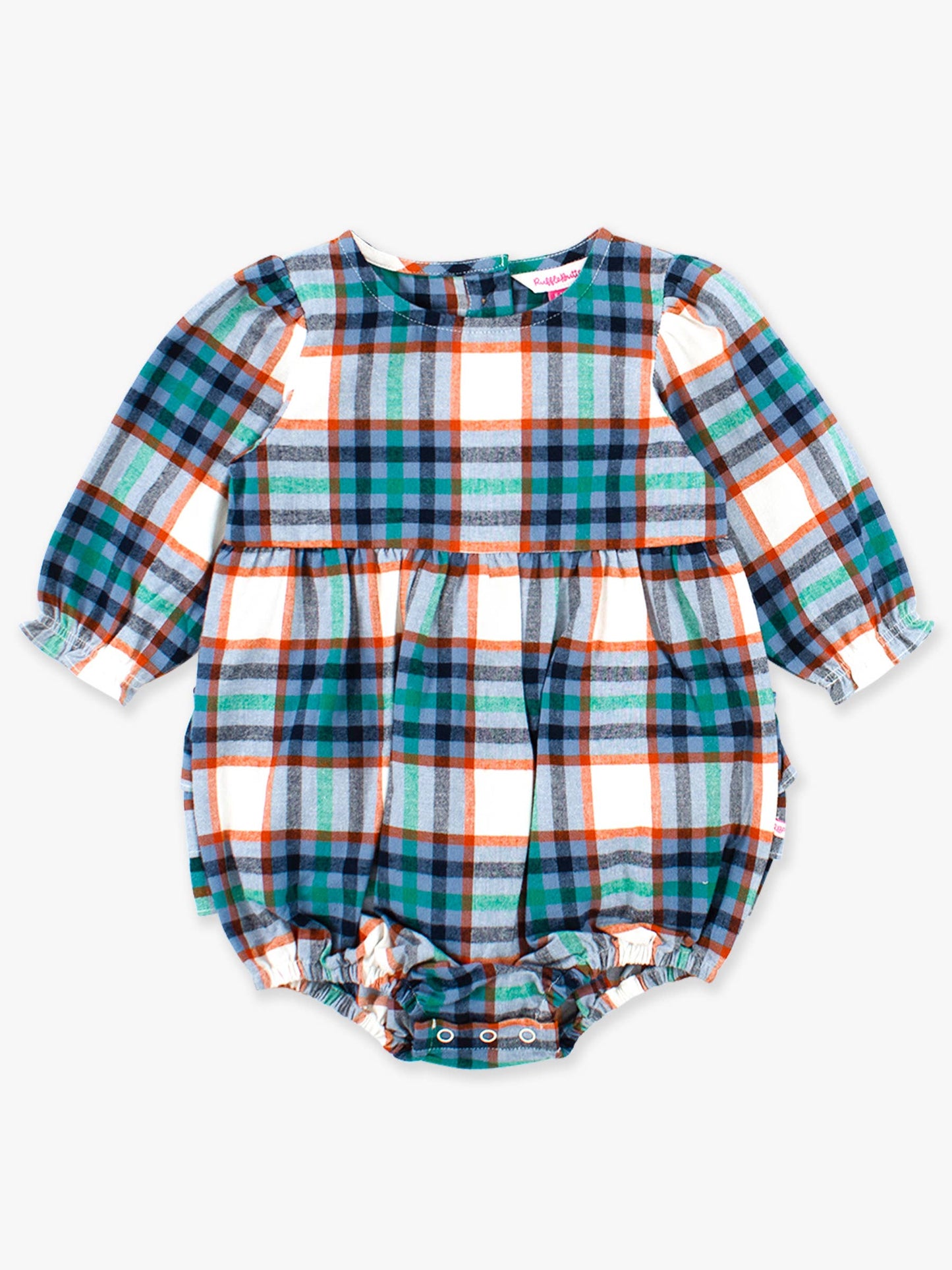Baby Girls Peyton Plaid Woven Long Sleeve Bubble Romper