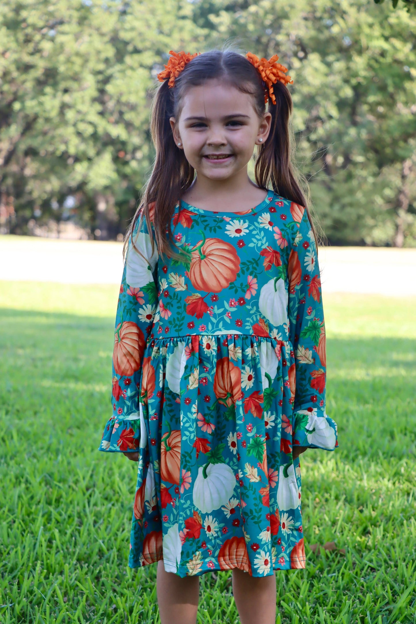 Thanksgiving Day Fall Pumpkin Print Dress