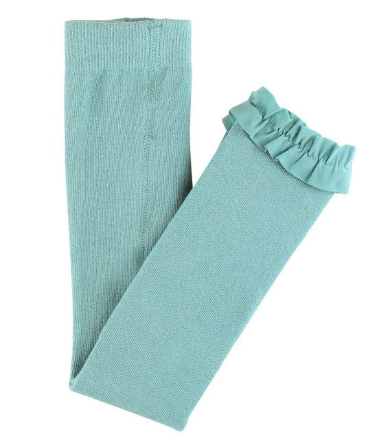 Girls Antique Blue Footless Ruffle Tights