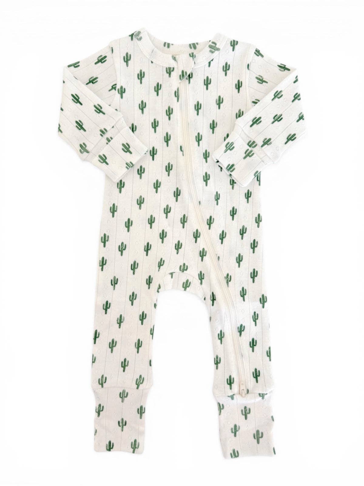 Cactus / Organic Pointelle 2-Way Zip Romper