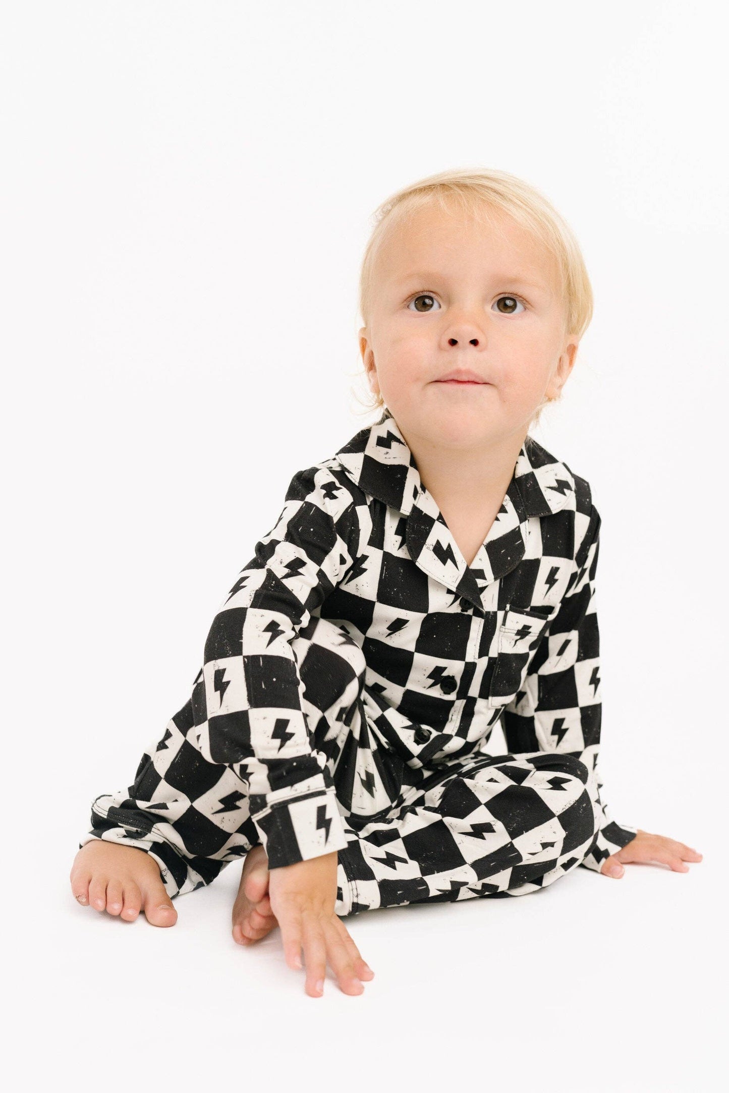 Electric Checkered Bamboo Button Up Set