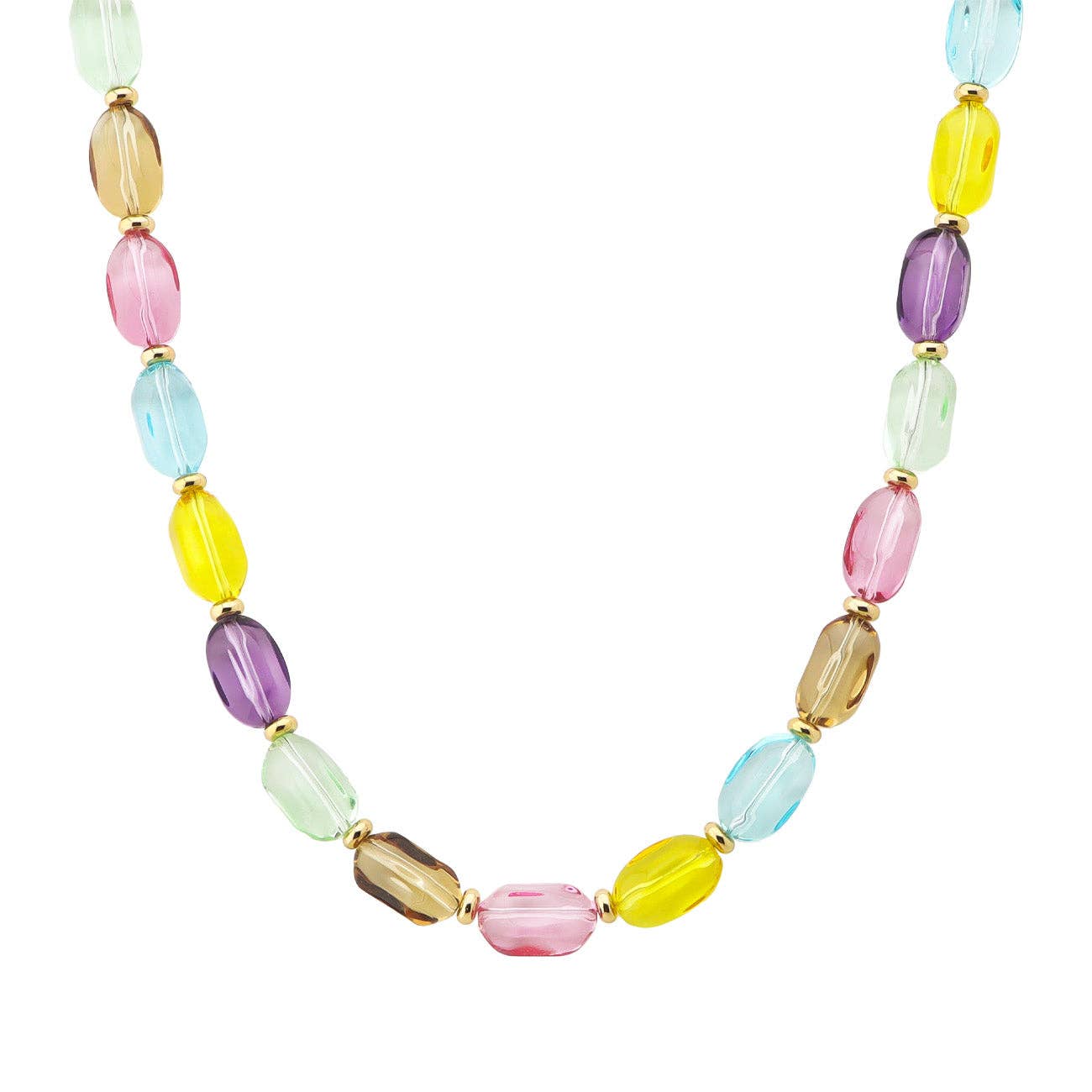 Multi Clear Crystal Rectangle Beaded 16"-18" Necklace
