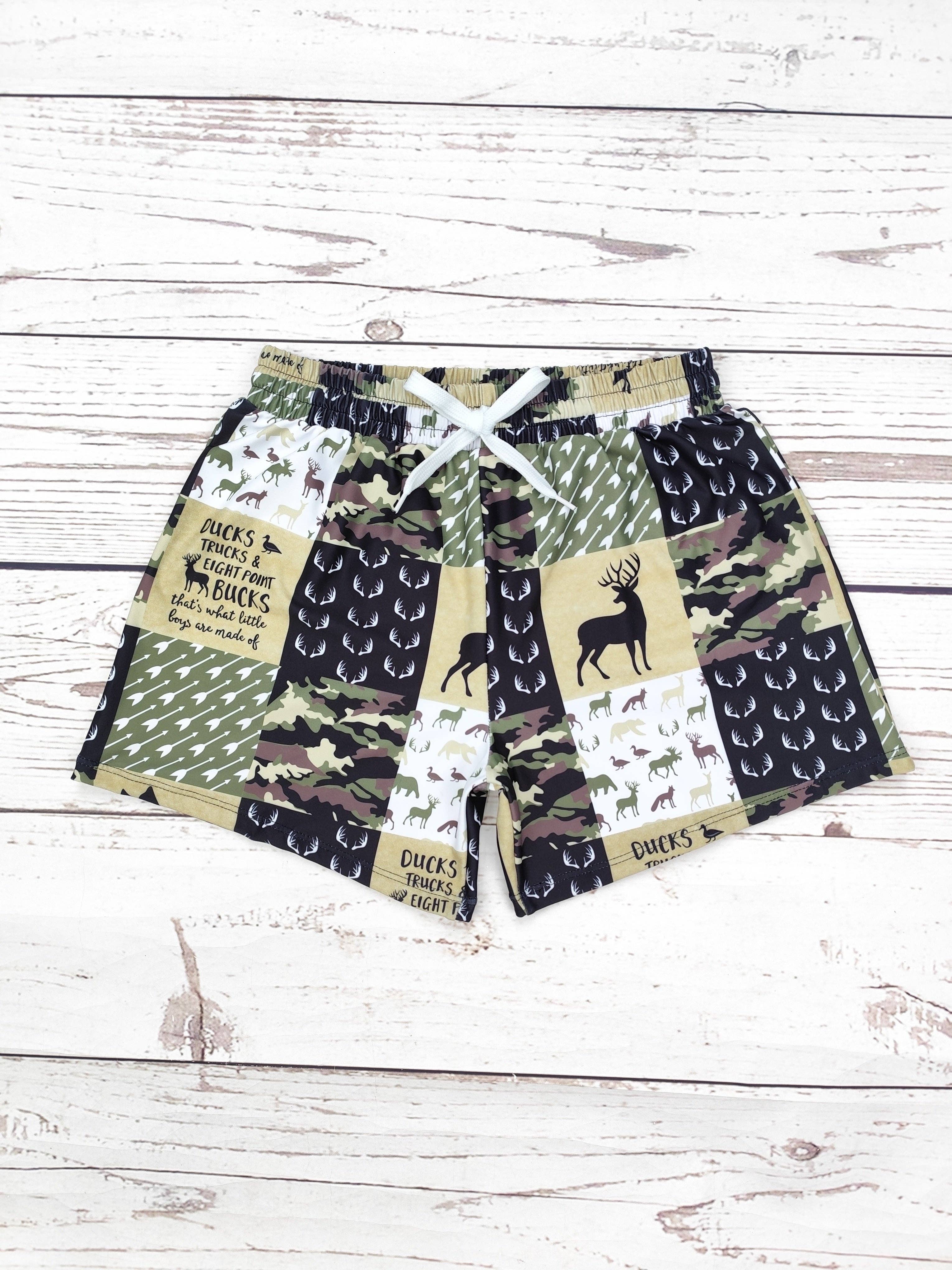 Boys Camouflage Deer Printed Swim Shorts