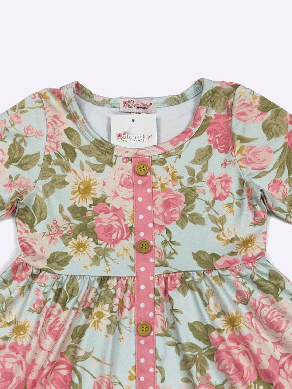 Antique Rose Girls Dress 3/4 Sleeve