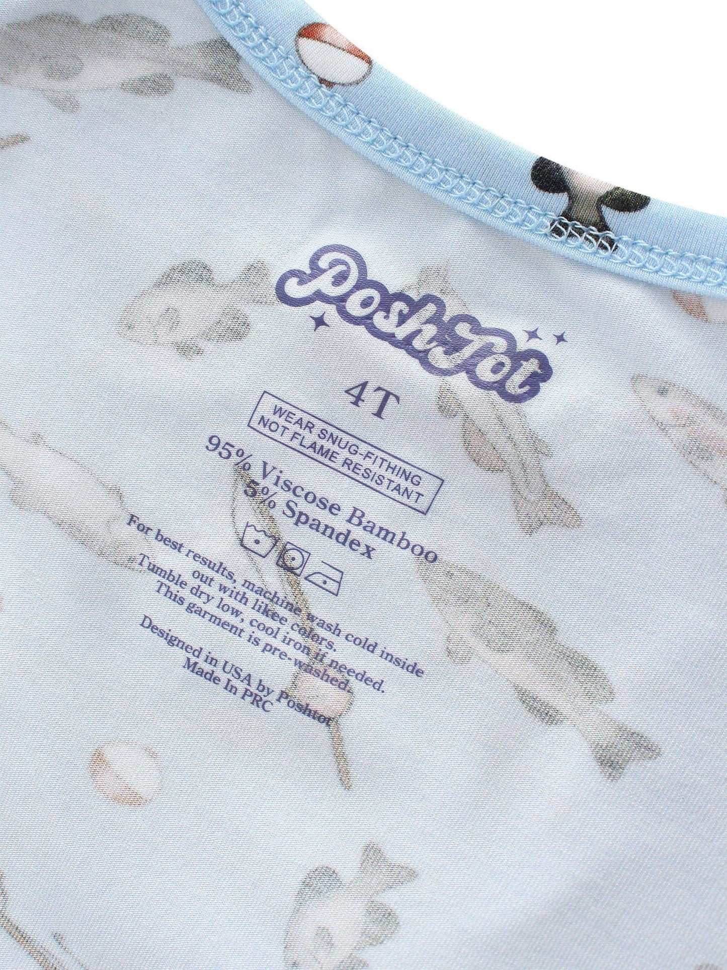 PoshTOT Blue Fish Print 2 Piece Short Sleeves PJ Set