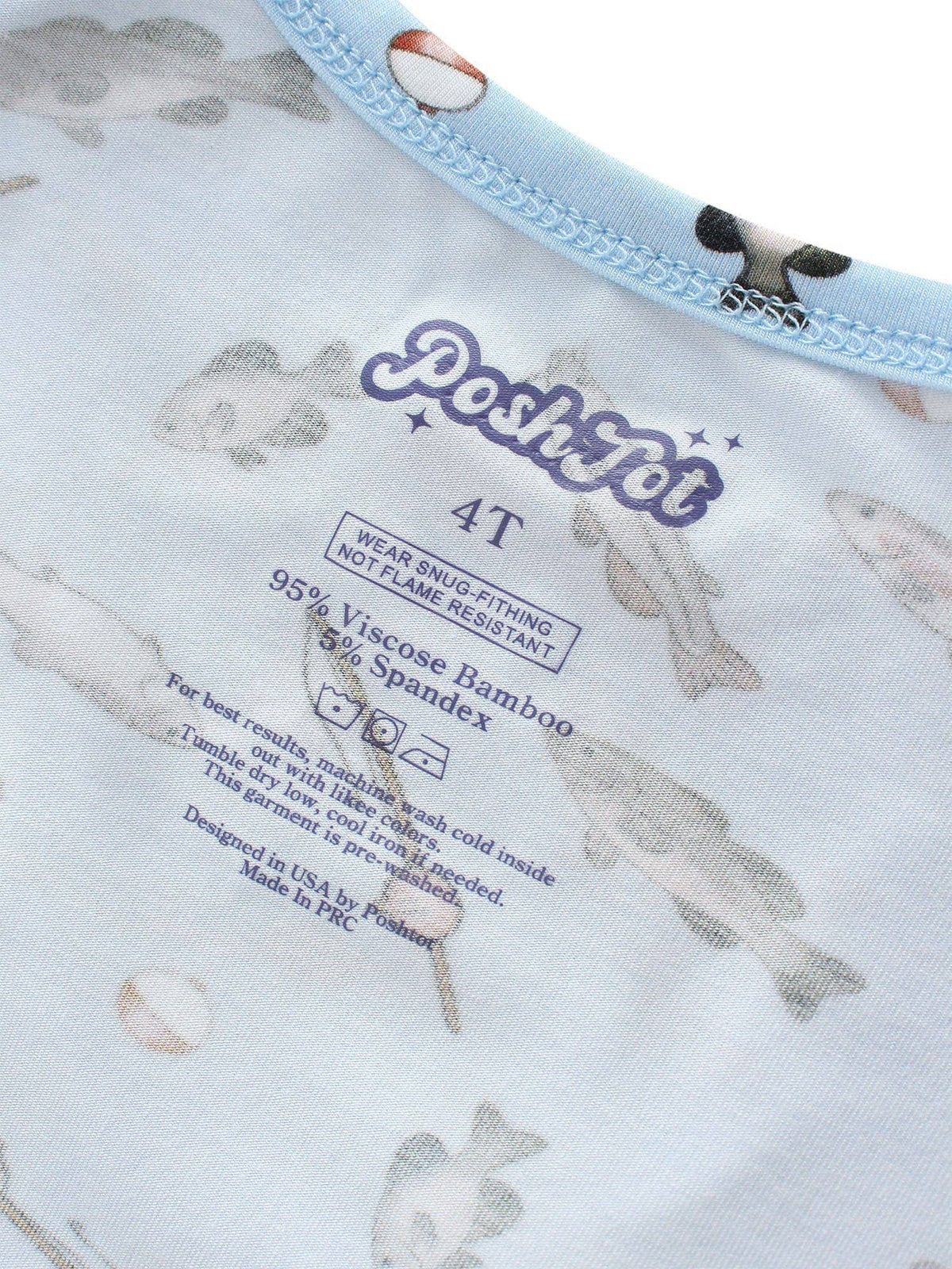 PoshTOT Blue Fish Print 2 Piece Short Sleeves PJ Set