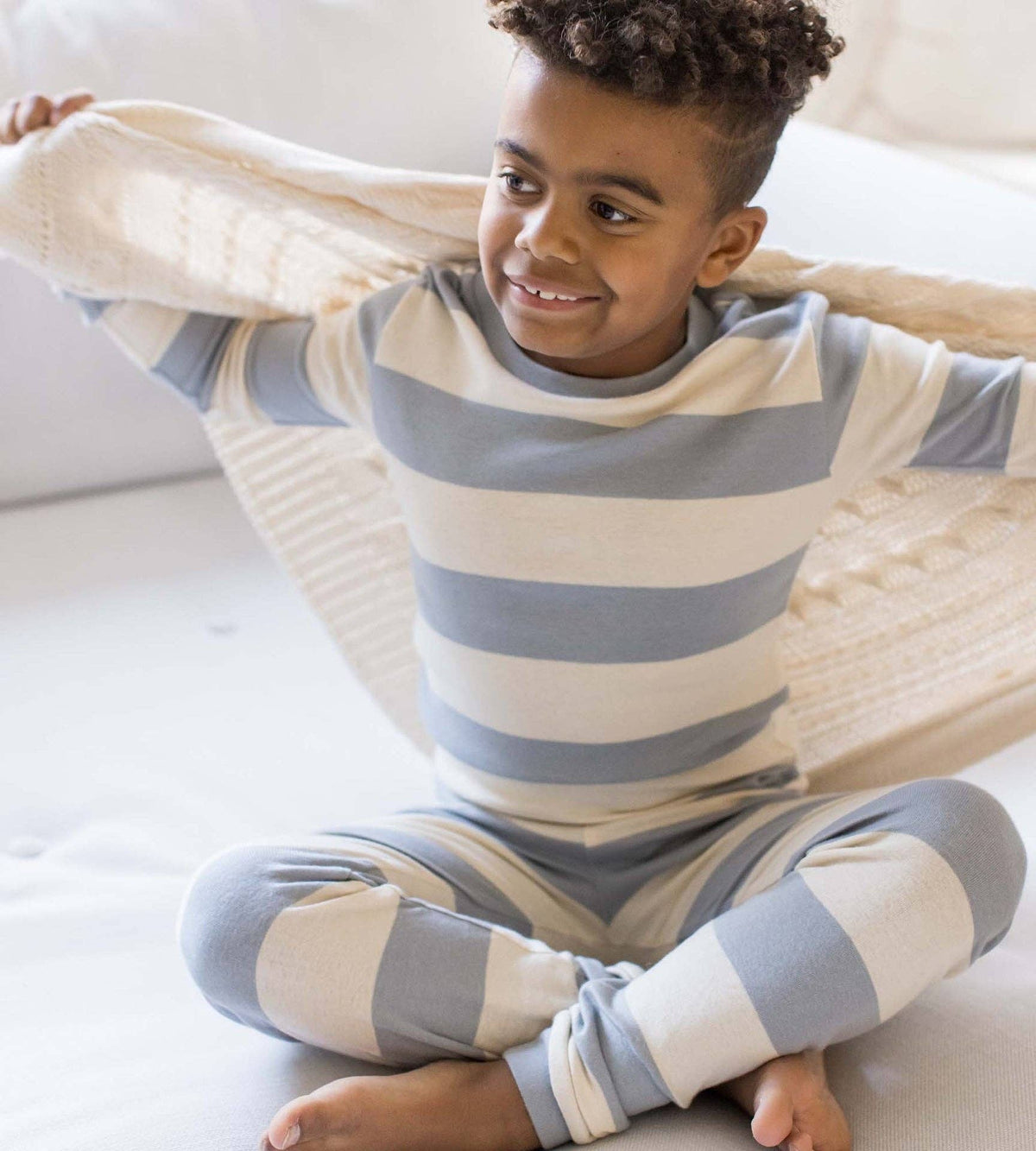 Rugby Stripe Organic Cotton Sleep & Play - Quarry