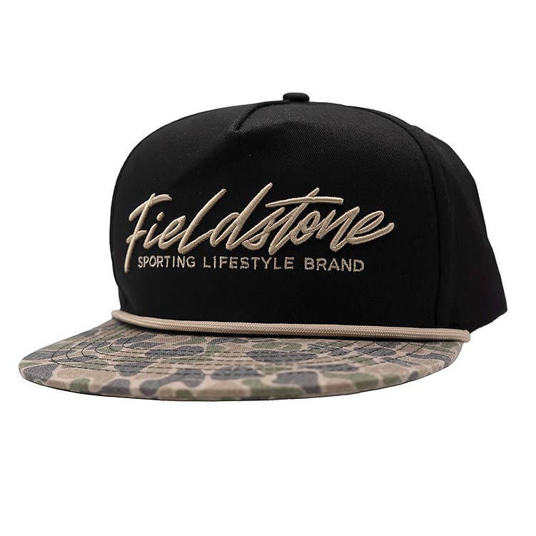 Black W/ Camo Bill Script Logo Hat (RH-198)