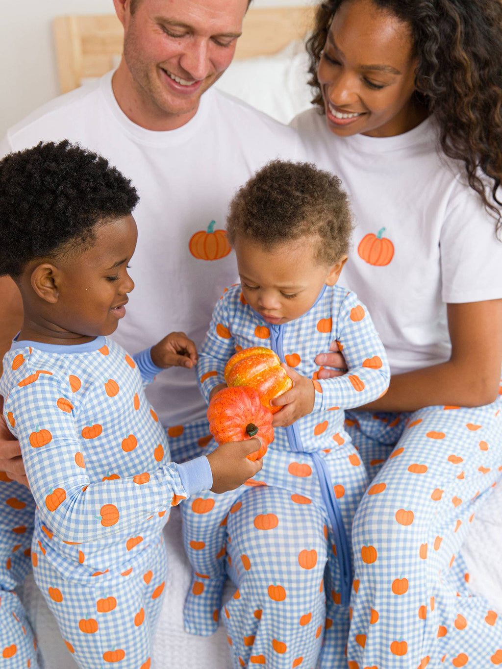 SoftSnooze™ Baby Bamboo Viscose Pumpkin Patch Gingham Footed One Piece Pajama