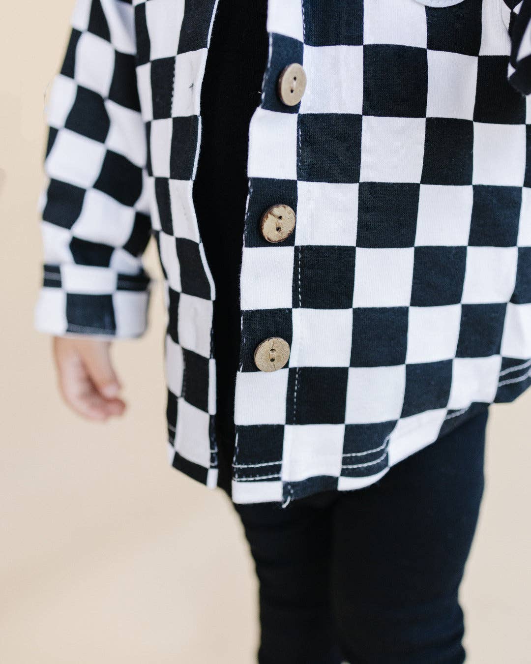 Baby & Kids Cotton Shacket| Smiley Checkered Black