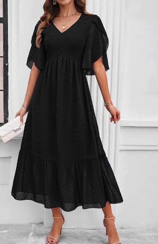 Swiss dot ruffled dress