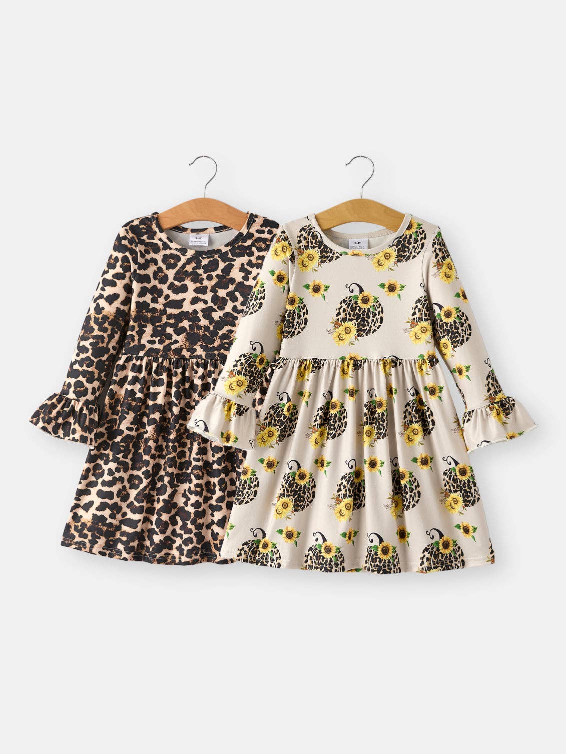 Fall Pumpkin or Leopard Print Autumn Girls Ruffle  Dress