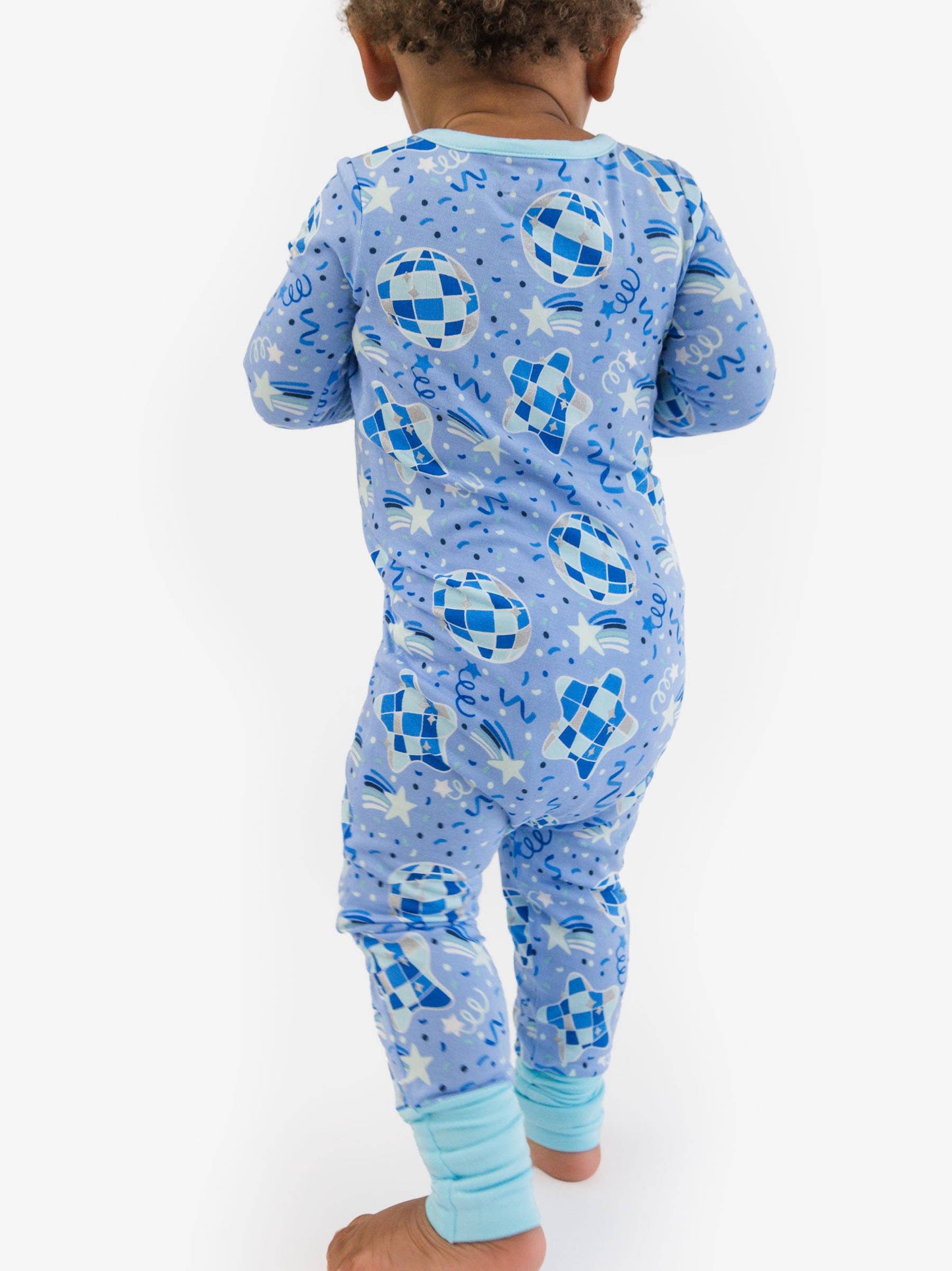SoftSnooze™ Baby Bamboo Viscose Blue Disco Party Convertible One Piece Footie Pajama