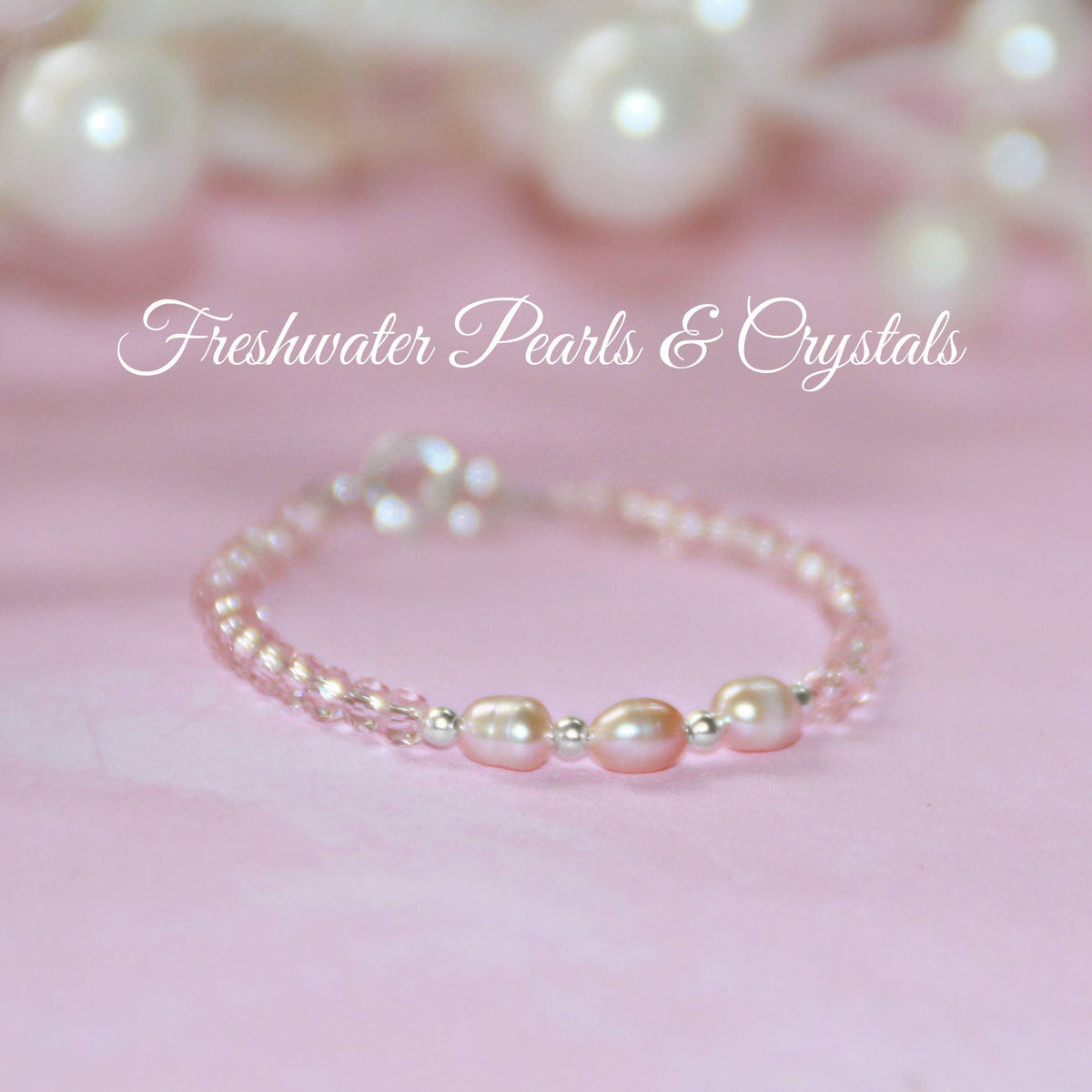 Infant Sweet Pink FW Pearls/Sterling/Crystals   STG-27-4