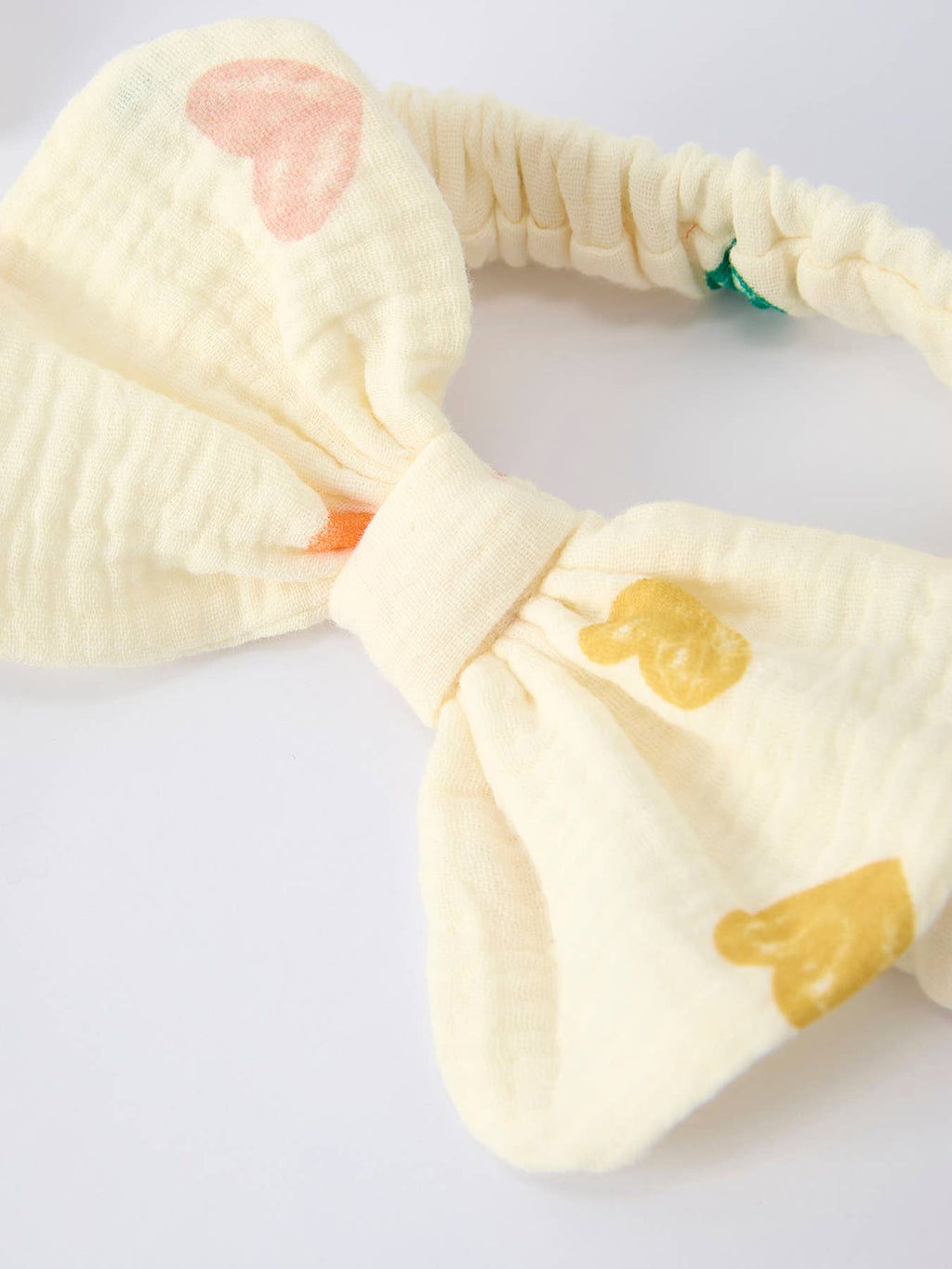 Light Yellow Heart Print Baby Girl Romper Set With Headband