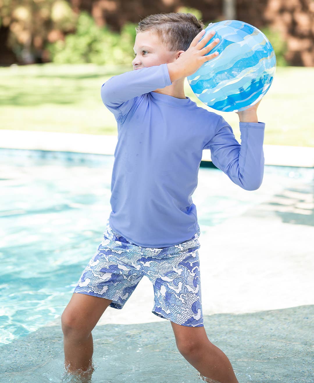 Boys Periwinkle Blue Long Sleeve Logo Rash Guard