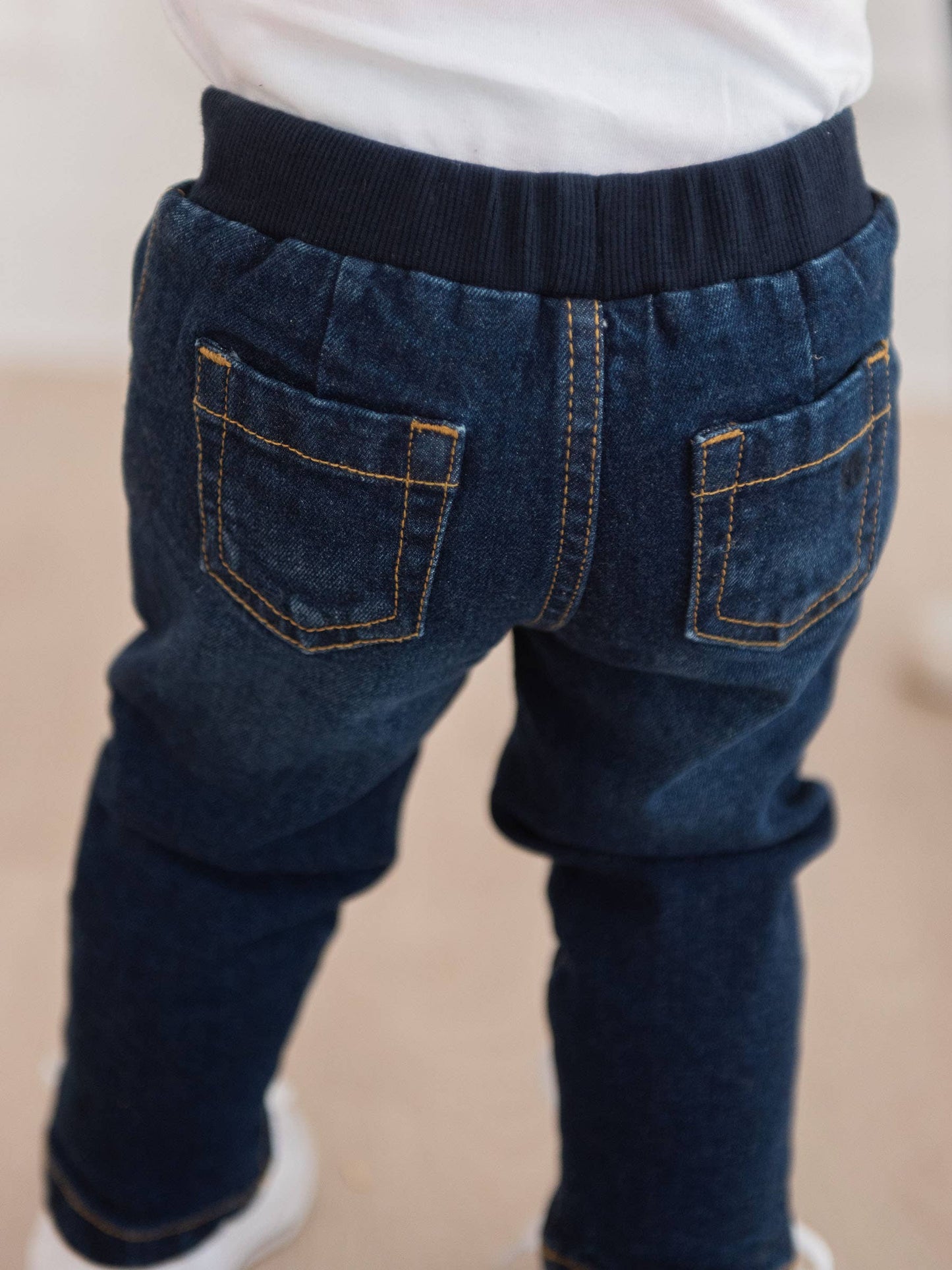Boys Medium Wash Stretch Denim Pull-on Jeans