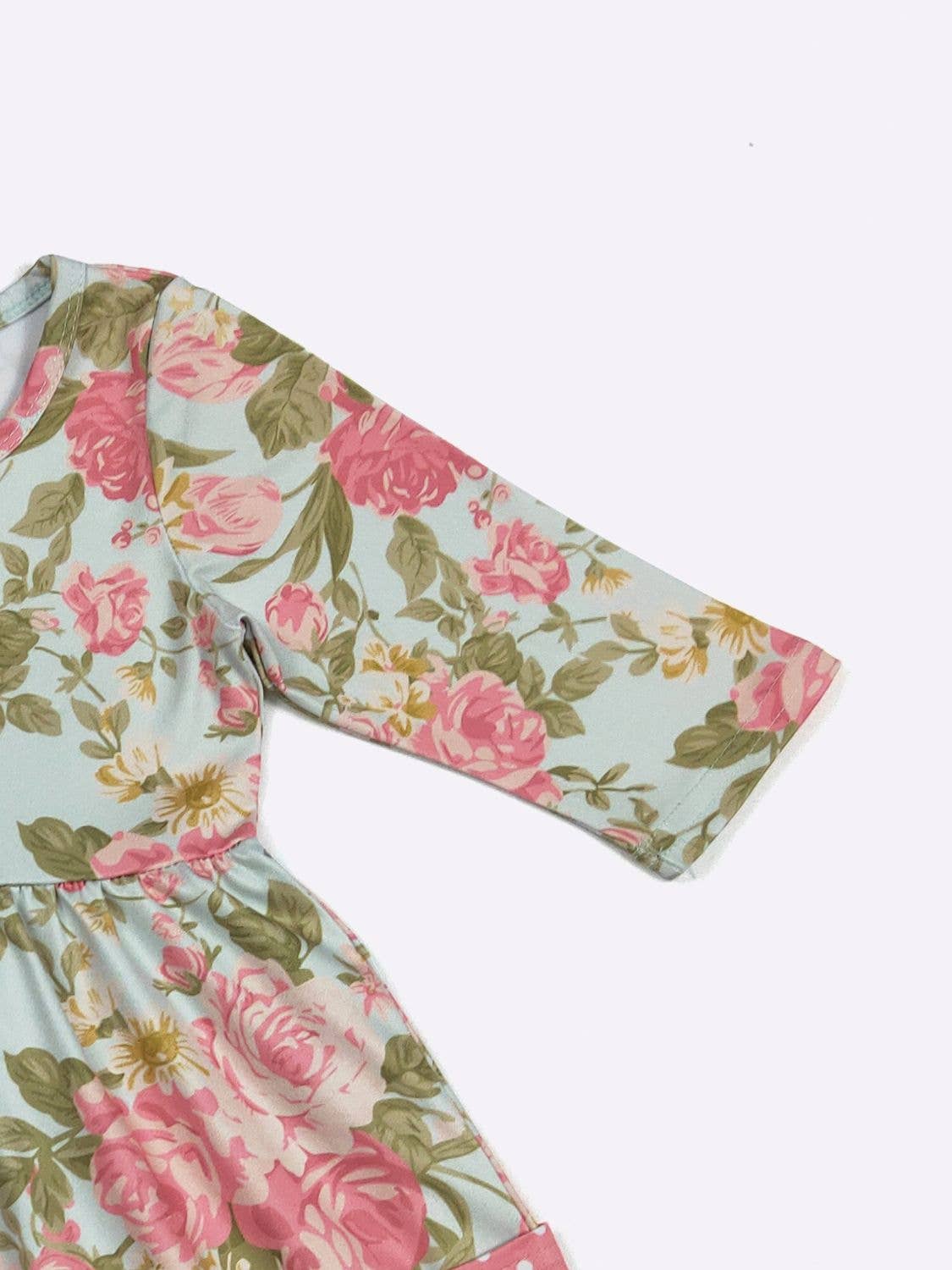 Antique Rose Girls Dress 3/4 Sleeve