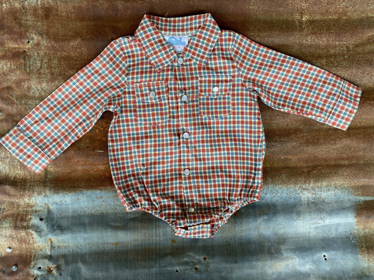 PLAID LONG SLEEVE PEARL SNAP - Red/Blue