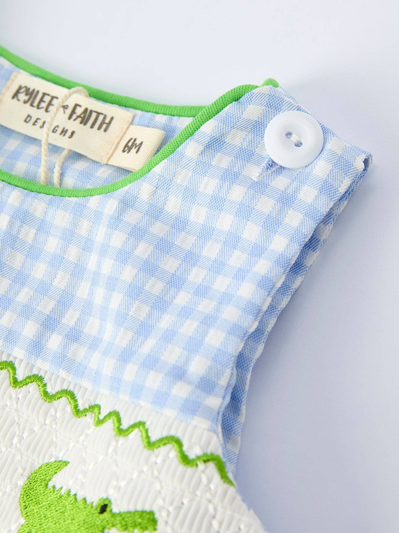 Baby Boys Summer Crocodile Embroidered Smocked Romper