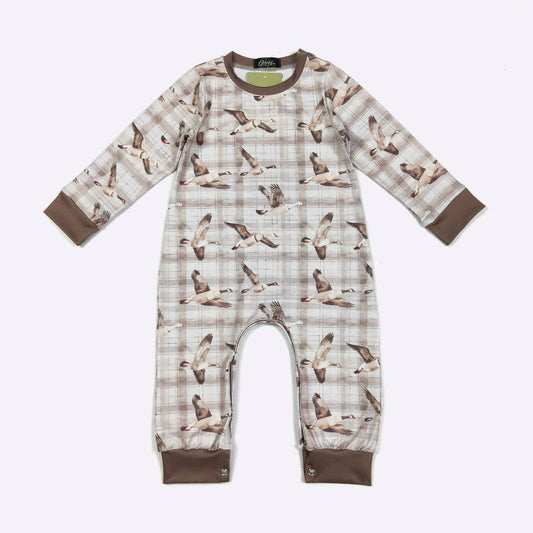 Plaid Mallard LS Boy Romper