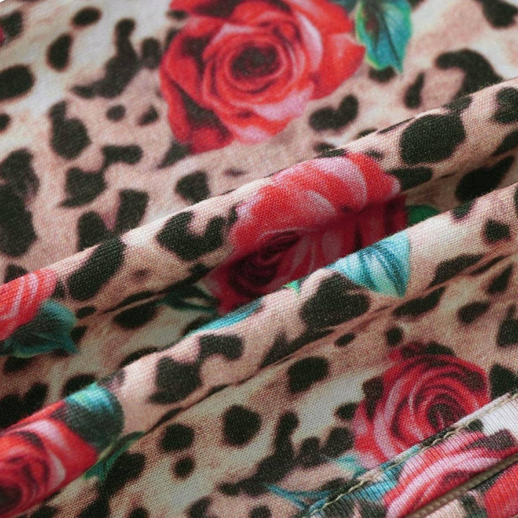 PoshTOT Leopard Rose Bamboo Baby Convertible Zippy Romper