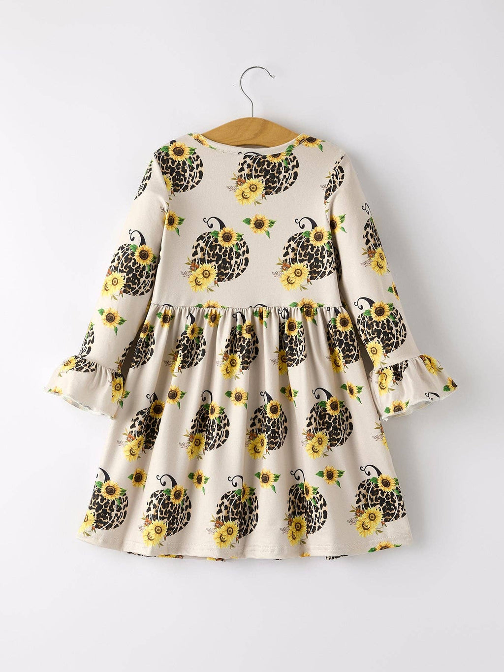 Fall Pumpkin or Leopard Print Autumn Girls Ruffle  Dress