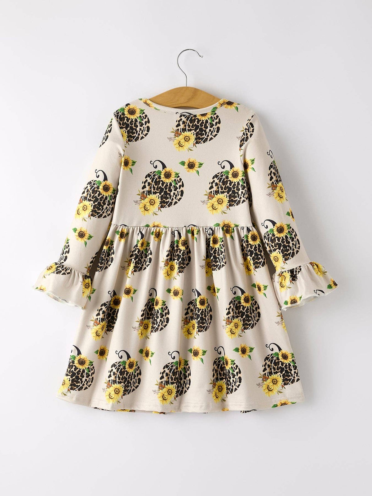 Fall Pumpkin or Leopard Print Autumn Girls Ruffle  Dress