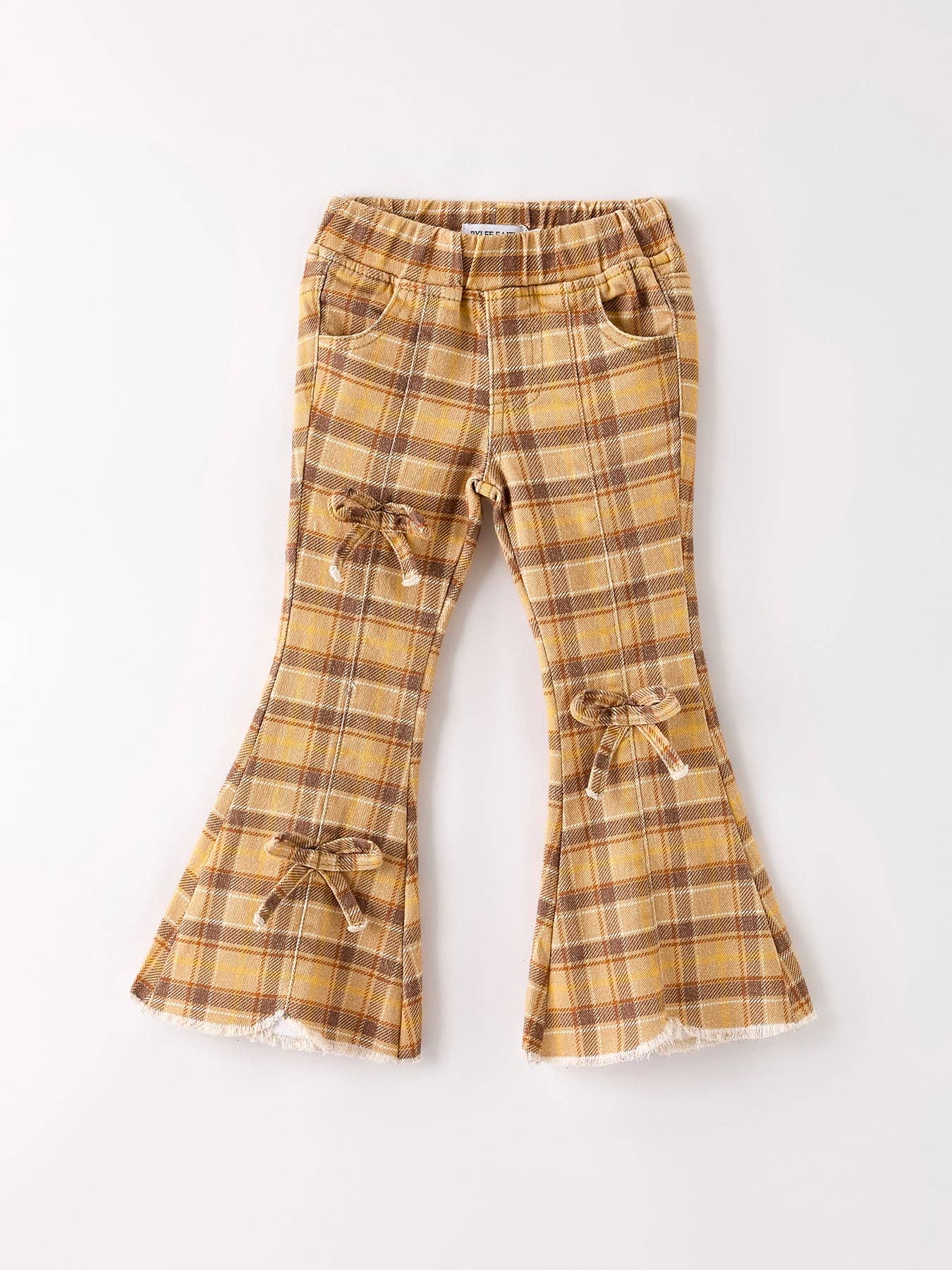 Autumn Thanksgiving Halloween Yellow and Brown Plaid Girls Jeans