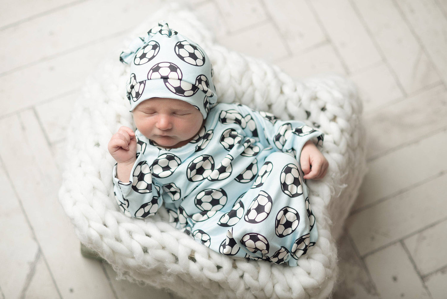 Soccer Baby Gown and Hat Set