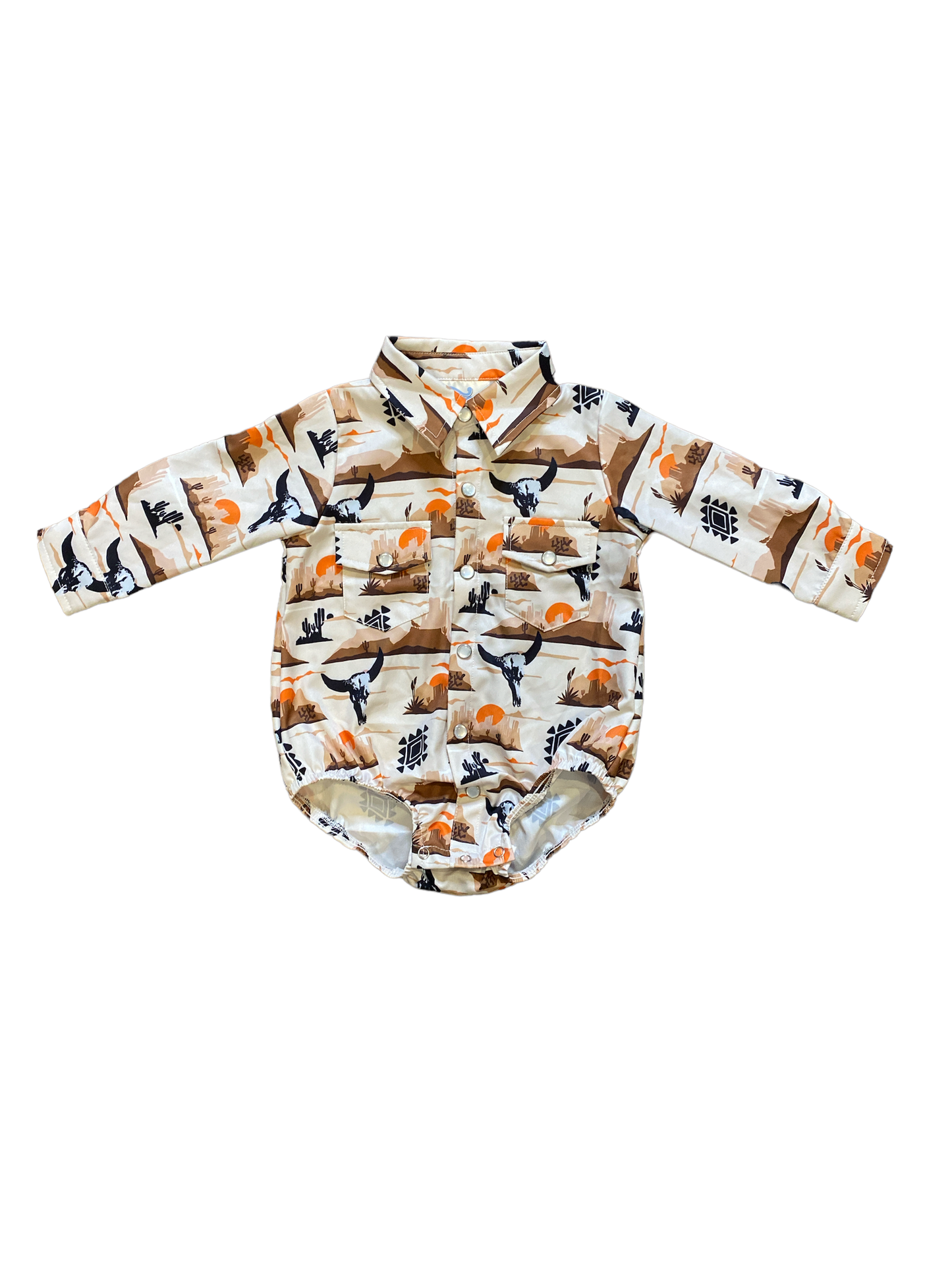 Boys Print Pearl Snap Onesie - SNAP09