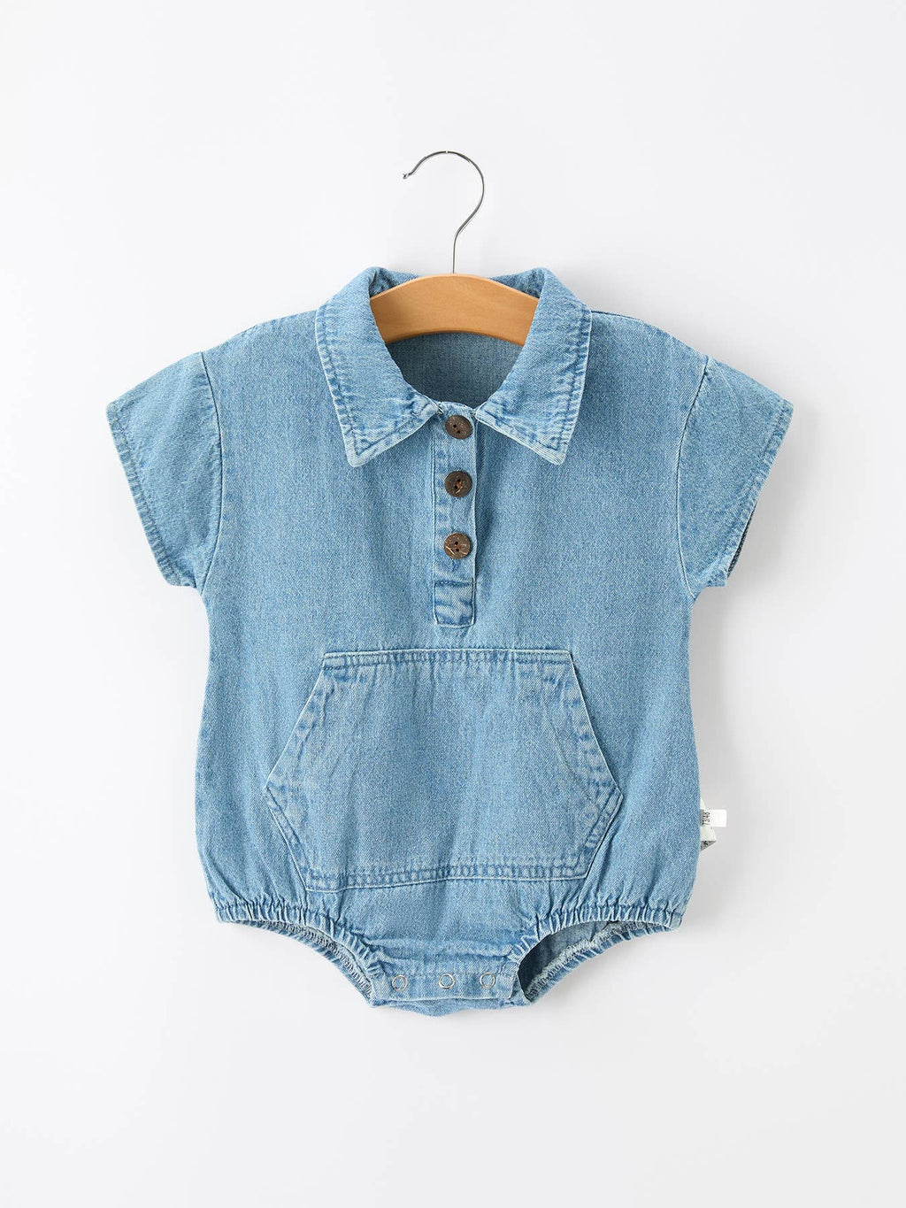 Baby Boy Denim Romper Short Sleeve Polo Bodysuit