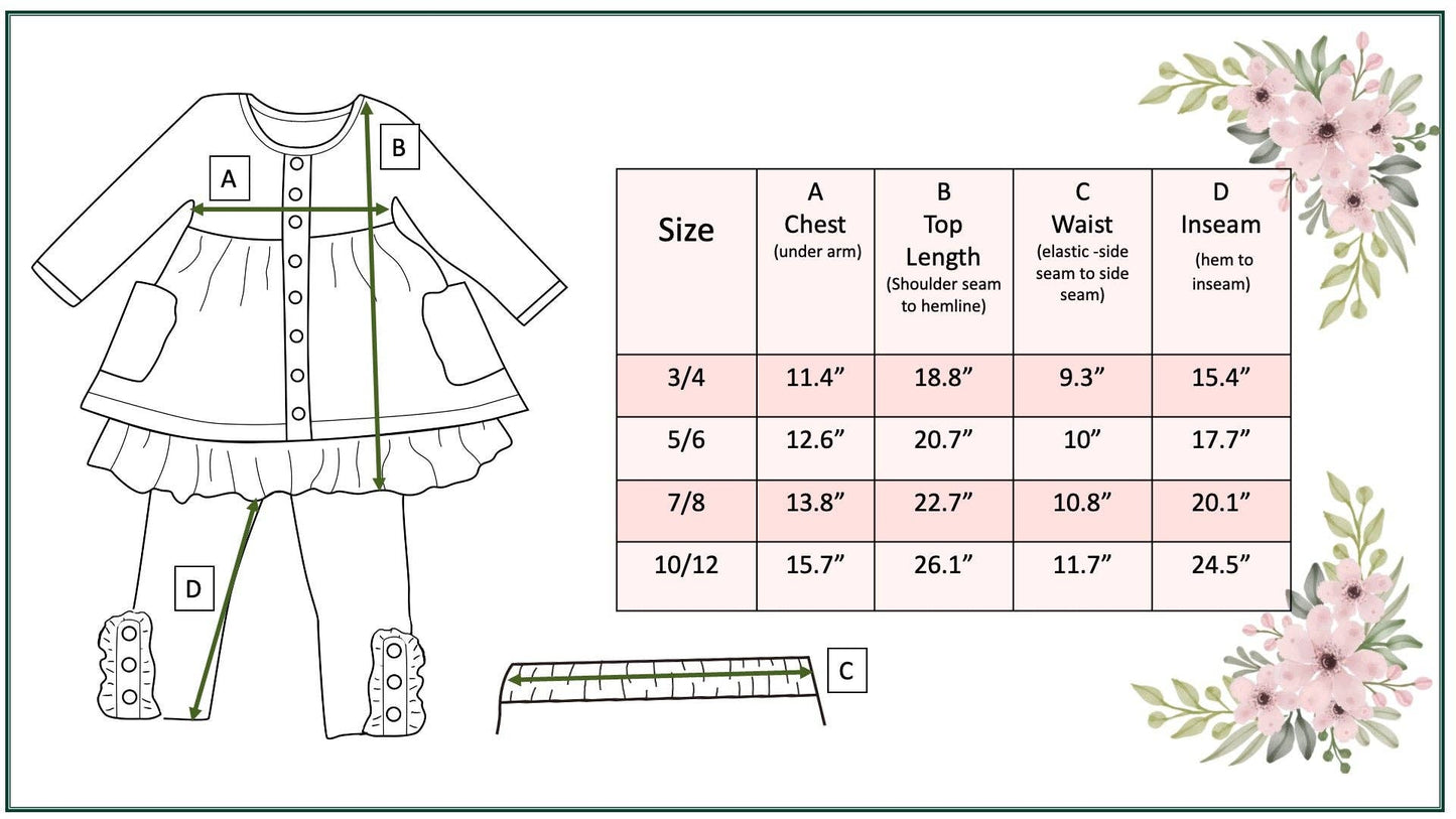 Girls Beige Coquette Bow Ruffle Pocket Button Legging Set