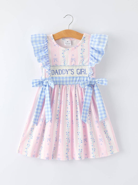 “DADDY'S GIRL” Smocked Plaid Girls Dress