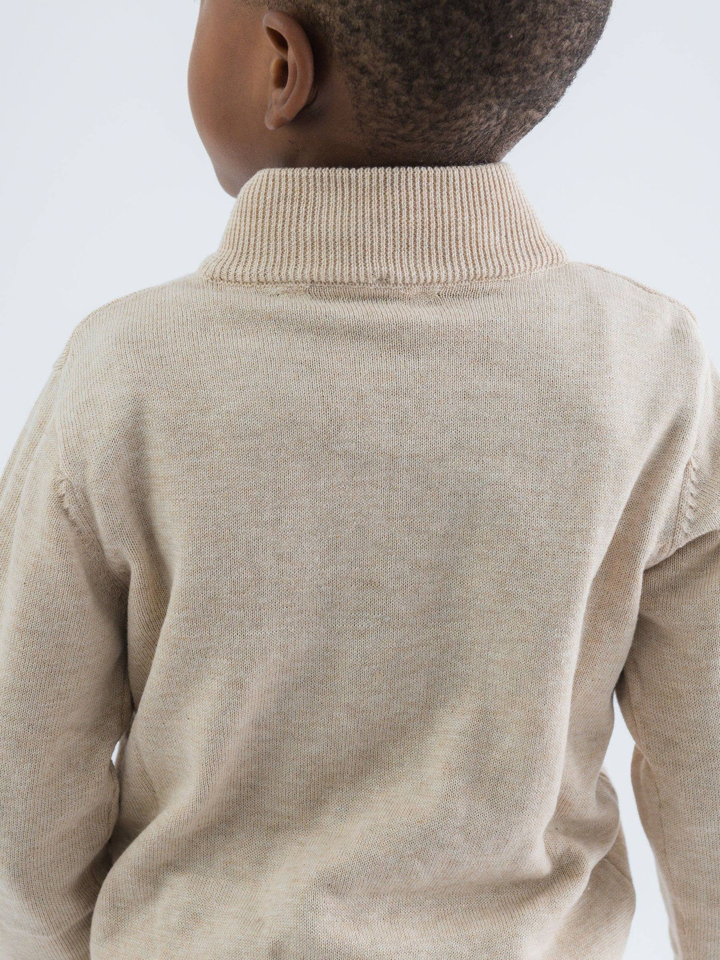 Boys Heather Oatmeal Quarter-Zip Sweater