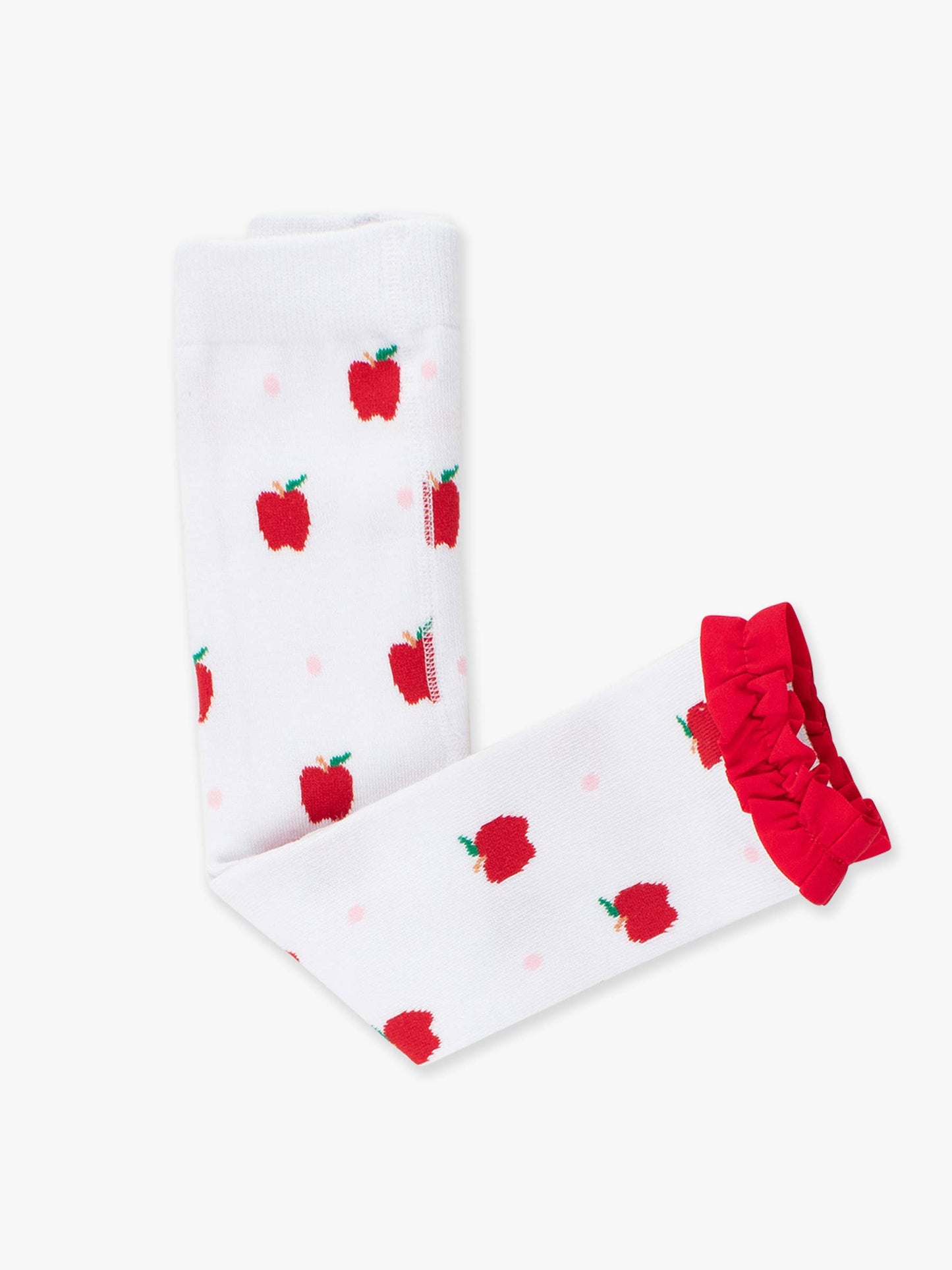 Girls Apple Orchard Patterned Footless Ruffle Tights