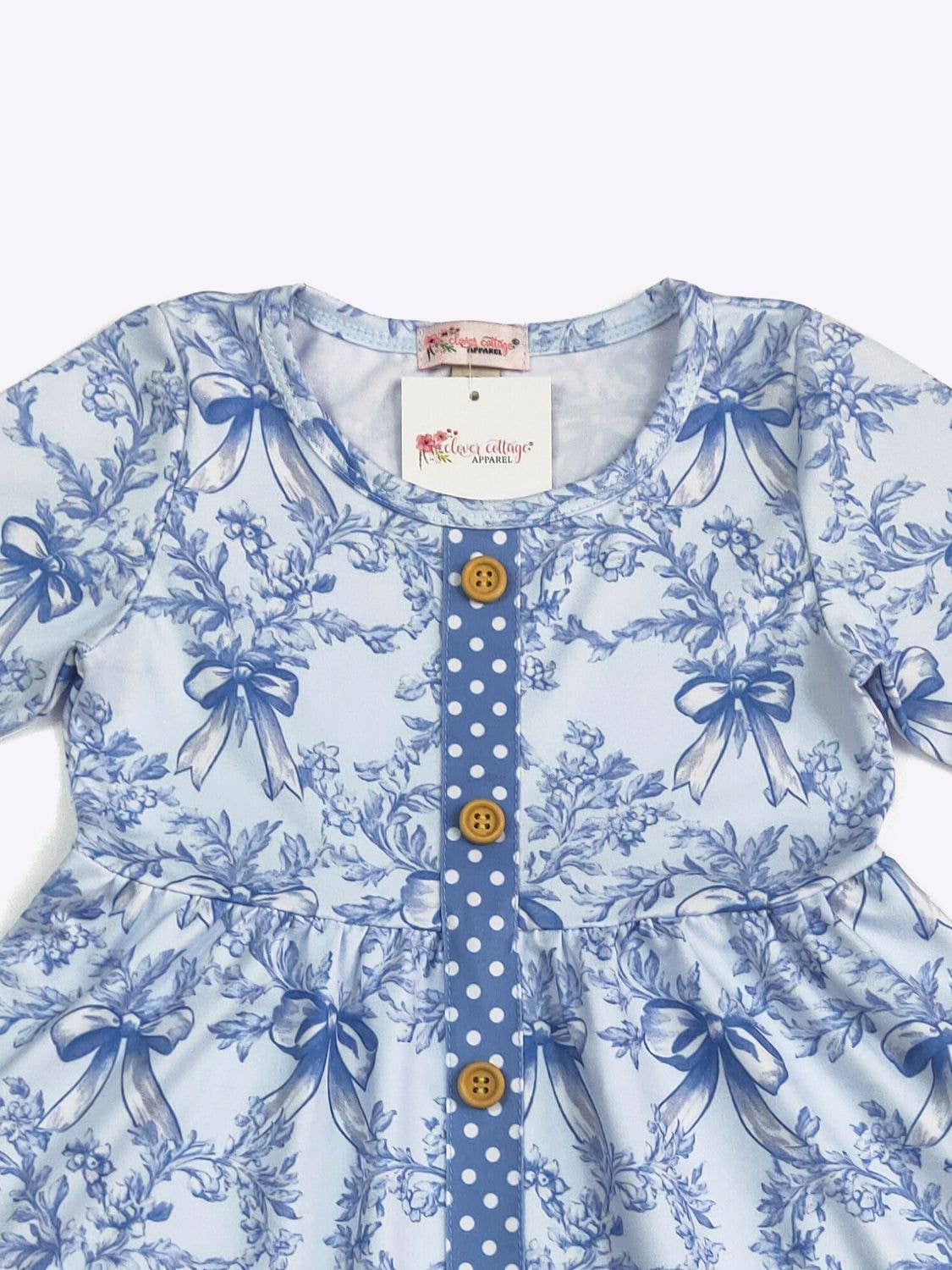 Blue Damask Girls Dress