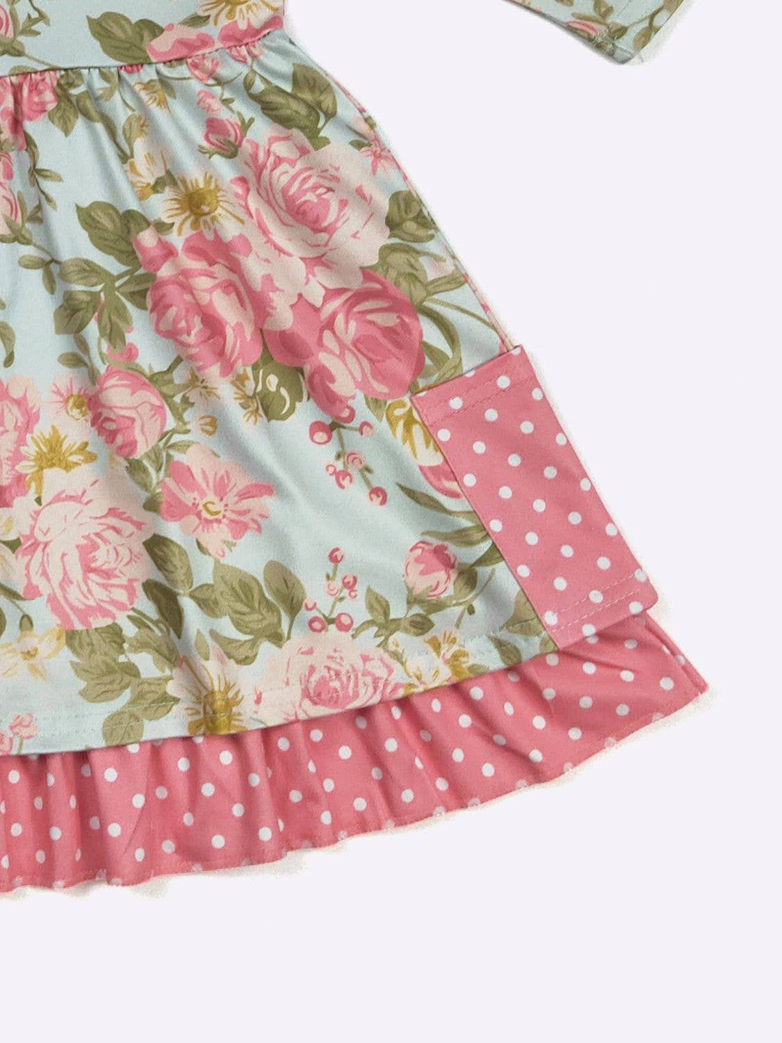 Antique Rose Girls Dress 3/4 Sleeve