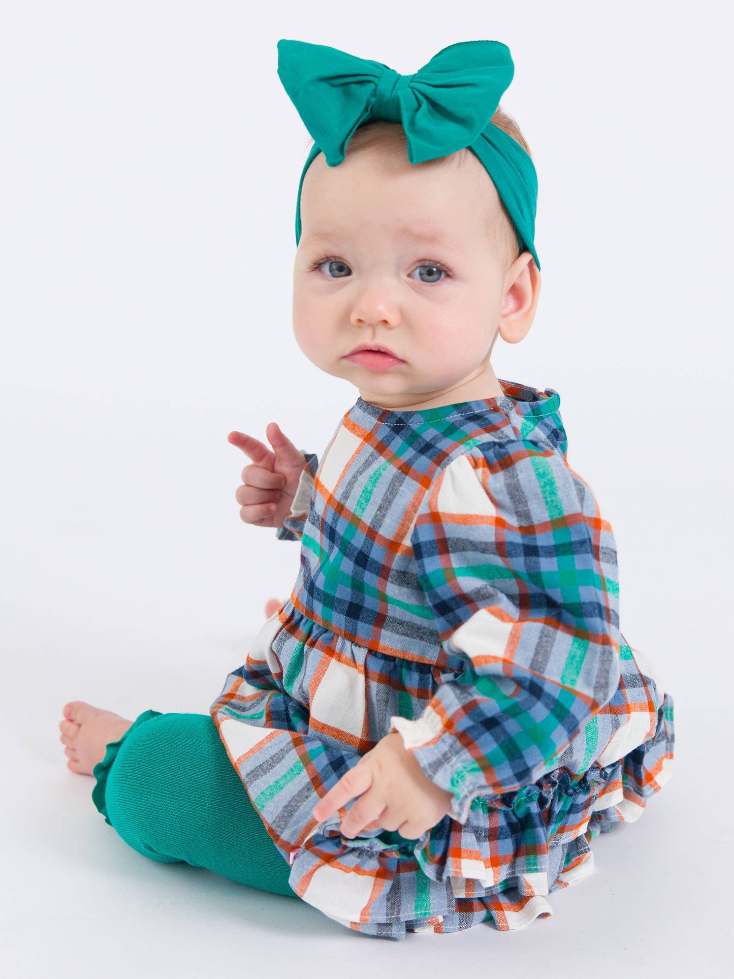 Baby Girls Peyton Plaid Woven Long Sleeve Bubble Romper