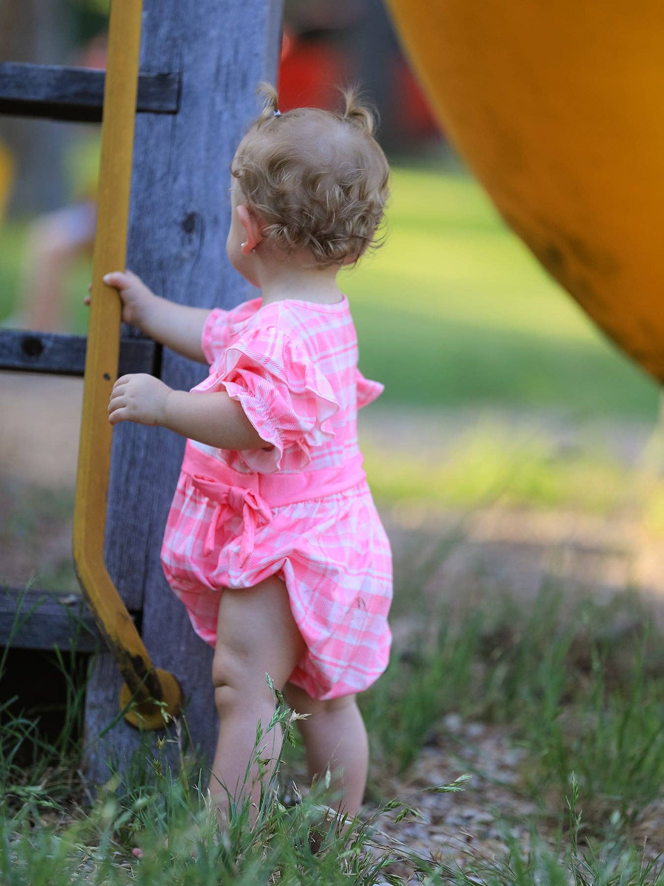 Pink Plaid Smocked Church Christ Bishop Christening Romper