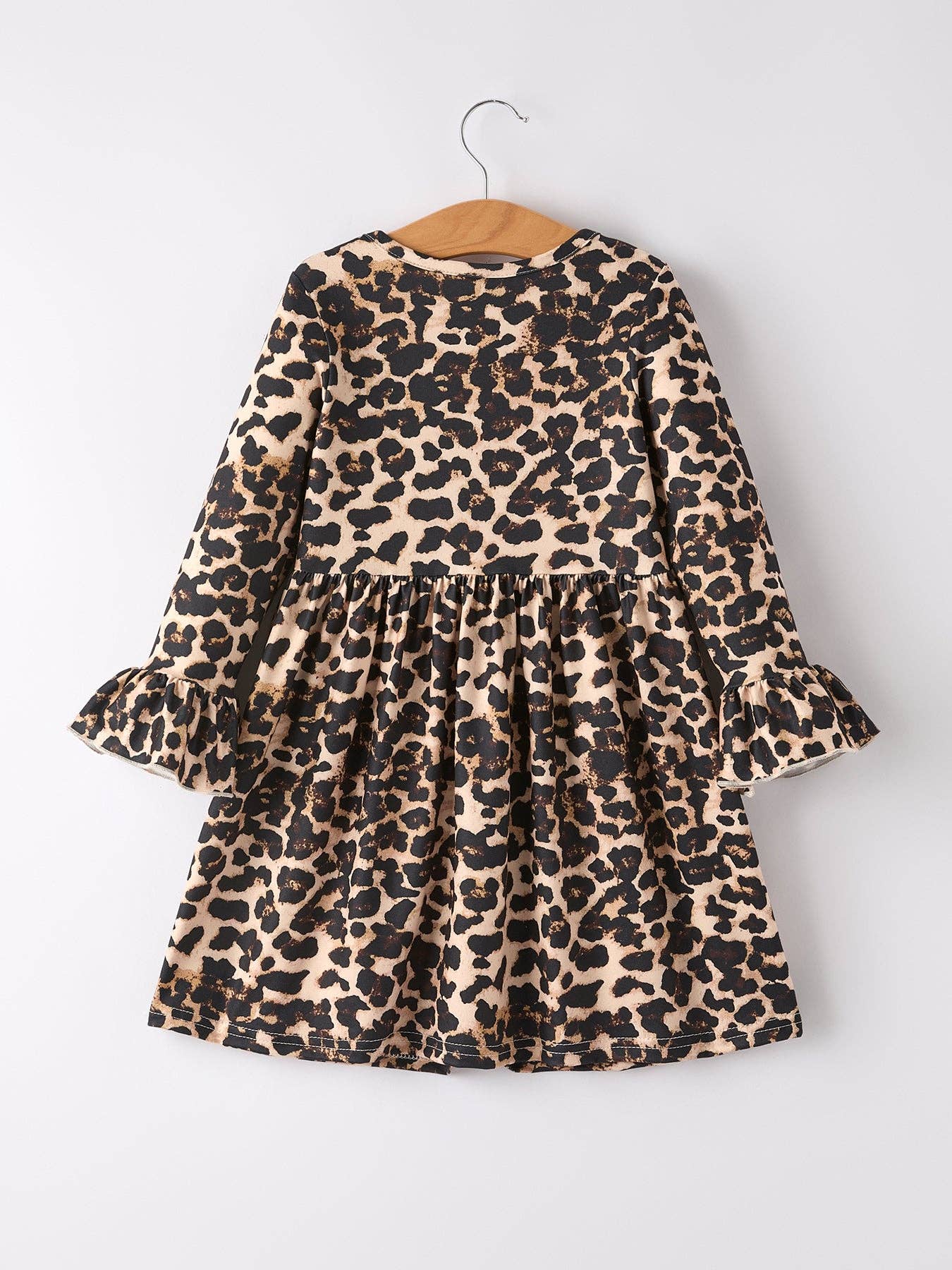 Fall Pumpkin Leopard Print Autumn Girls Ruffle Two-Piece Dress