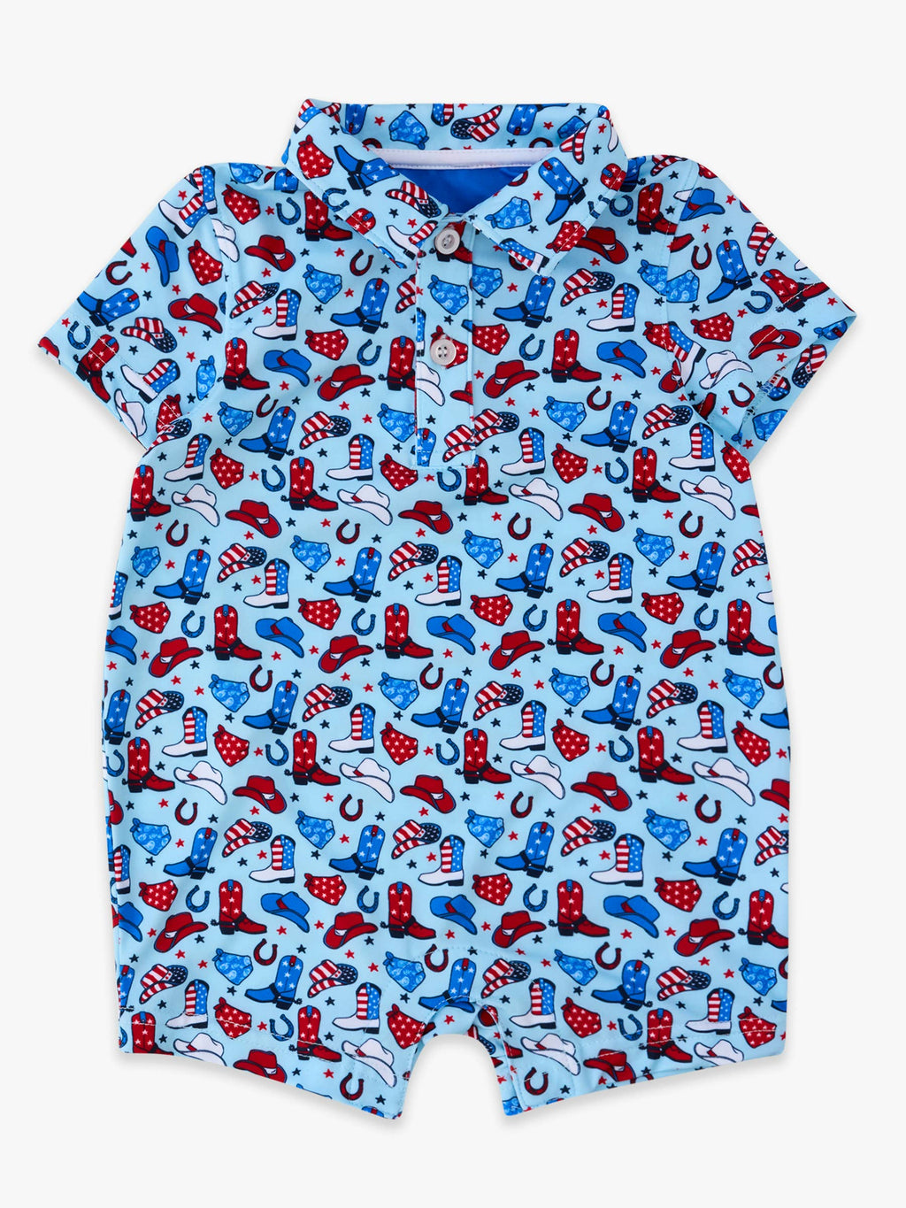 Baby Boys Blue Stars & Spurs Performance Polo Romper